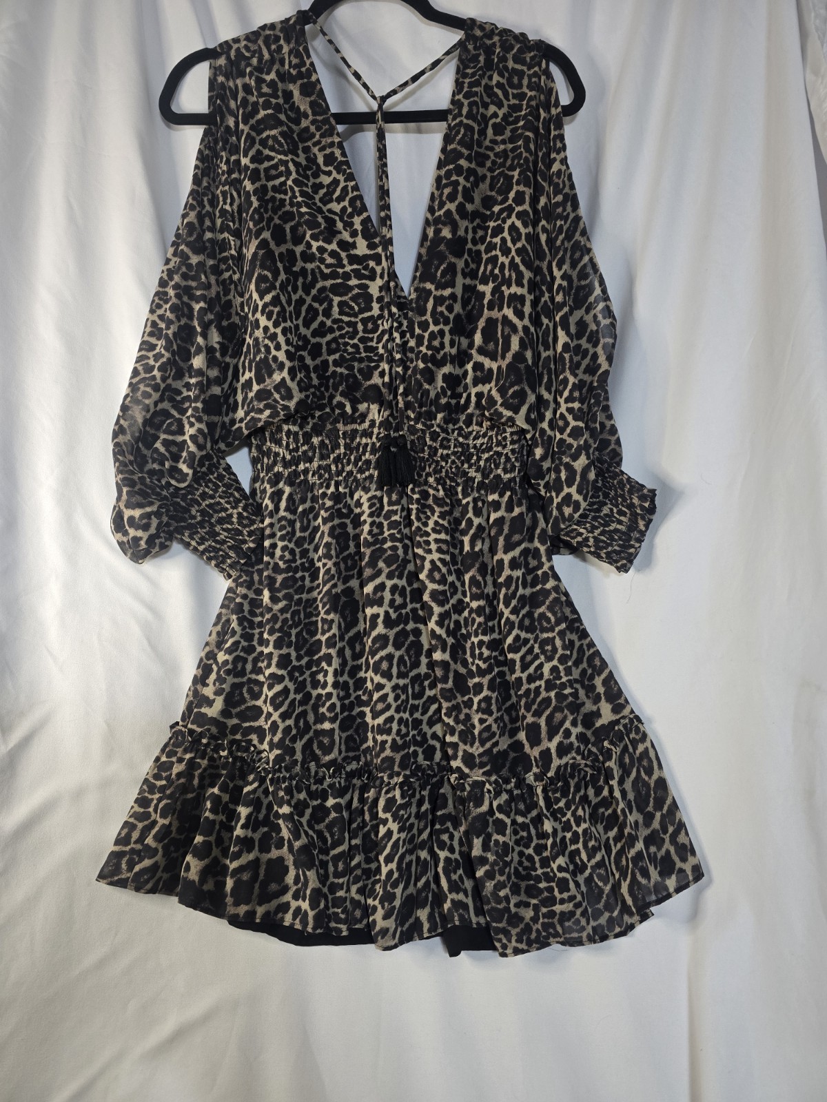 LOVE STITCH DRESS Size Large 3/4 Sleeve Brown Color Leopard Pattern NWT. Lined.