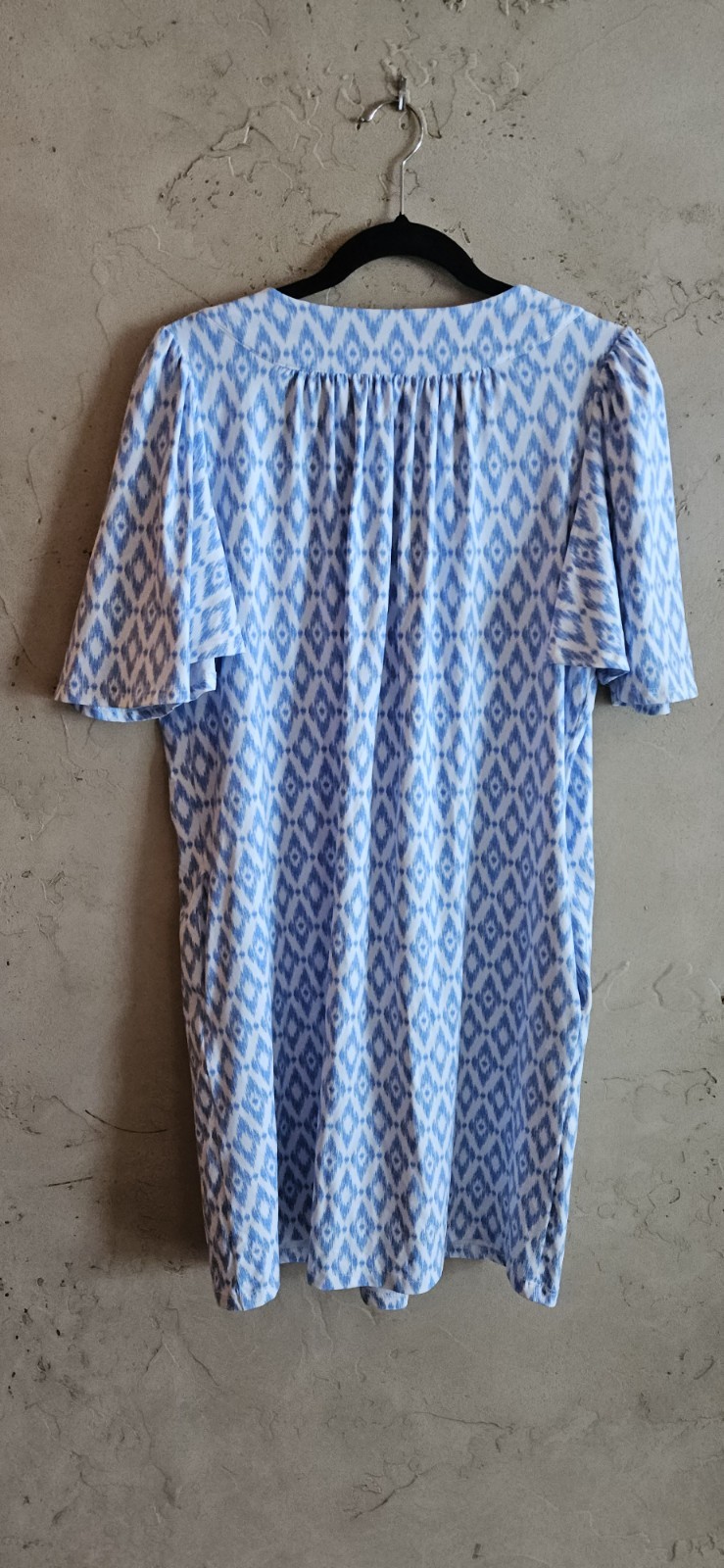 Jude Connally light blue and white shift dress geometric pattern Size Small