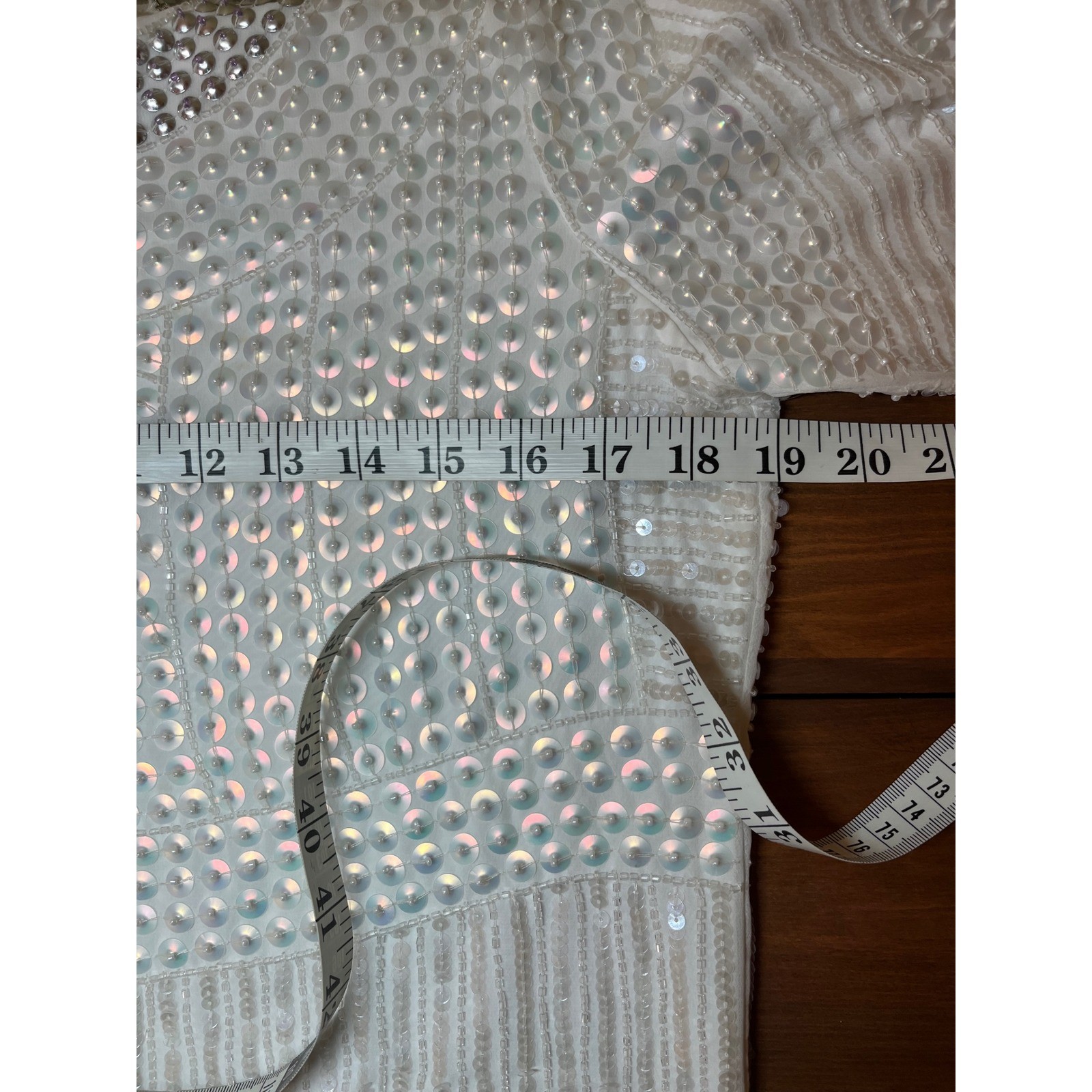 Parker White Pearl Beaded Sequin Flapper Dress Gatsby Glamour Party Size 6 EUC