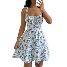 Women’s Summer Floral Spaghetti Strap Beach Short Dress,Womens Dresses.