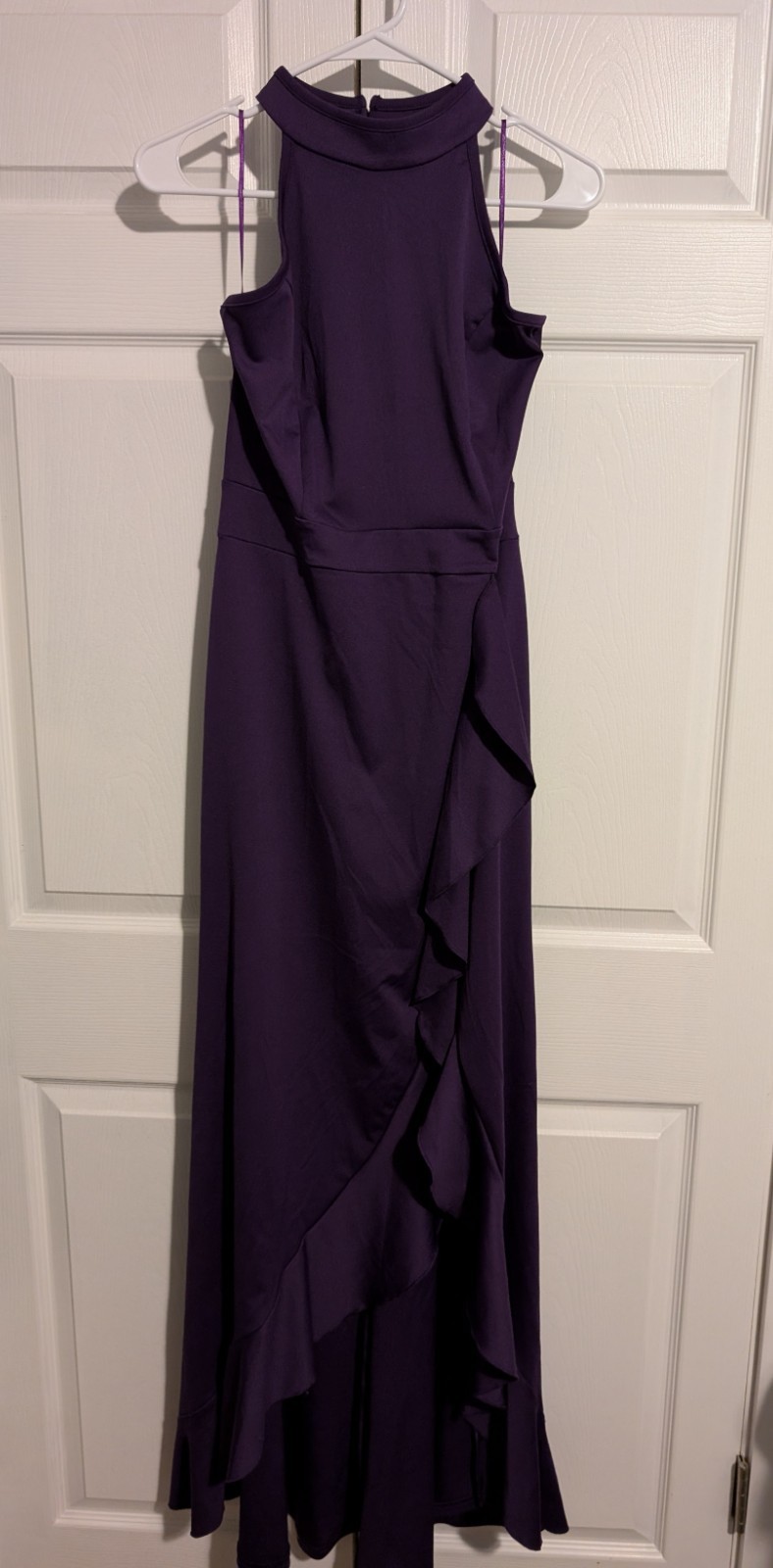 Women’s High Neck Split Bodycon Mermaid Evening Cocktail Long Dress Plum Large