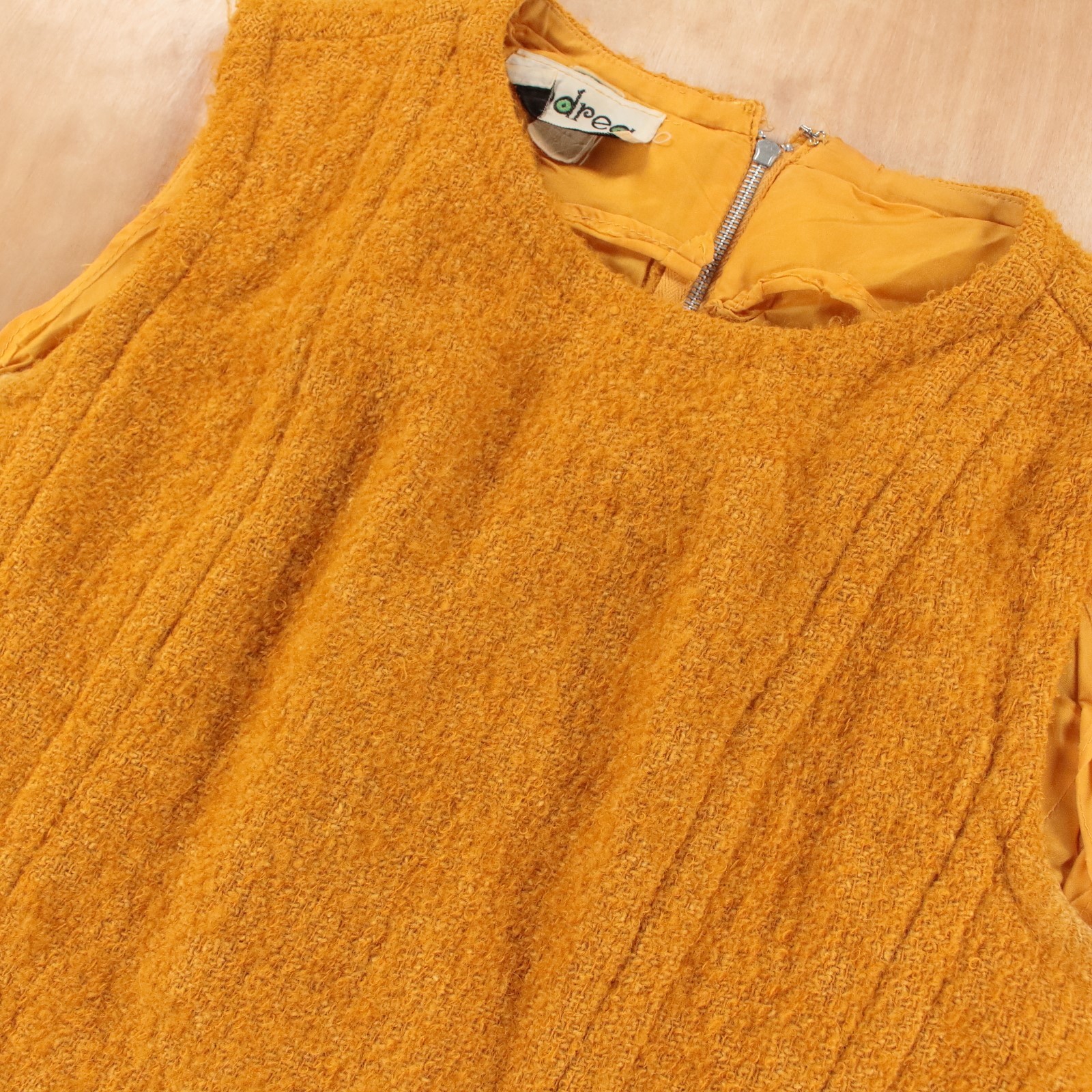 ANDREA GAYLE mohair pencil wiggle shift midi dress fits SMALL vtg 60s 70s mod