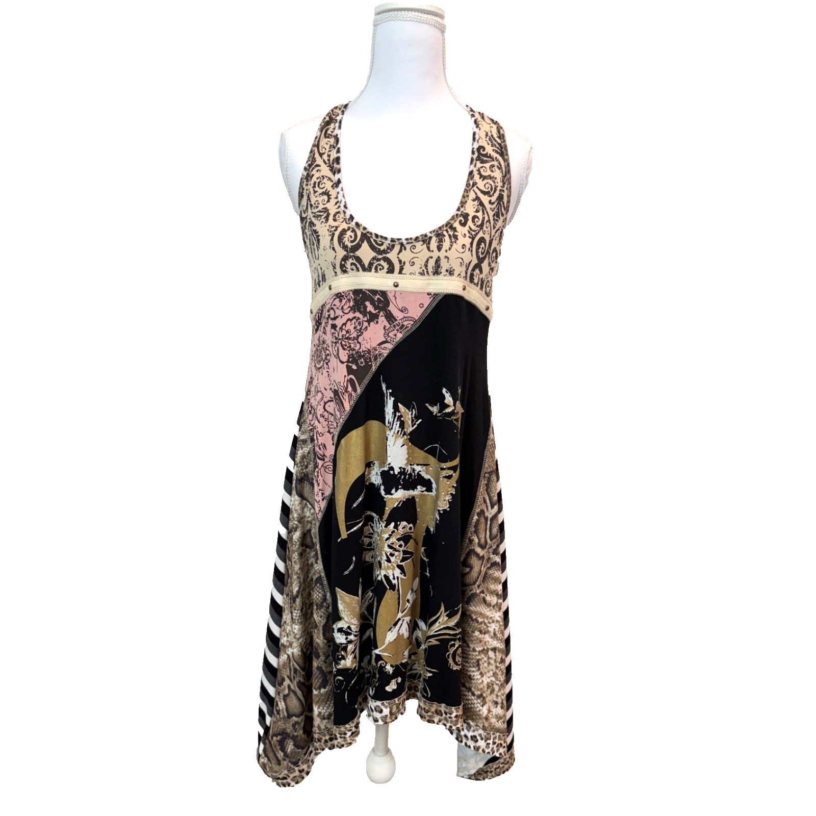 Whimsigoth Mixed Media Dress Size M Asymmetrical Boho Fairy Grunge Art to Wear