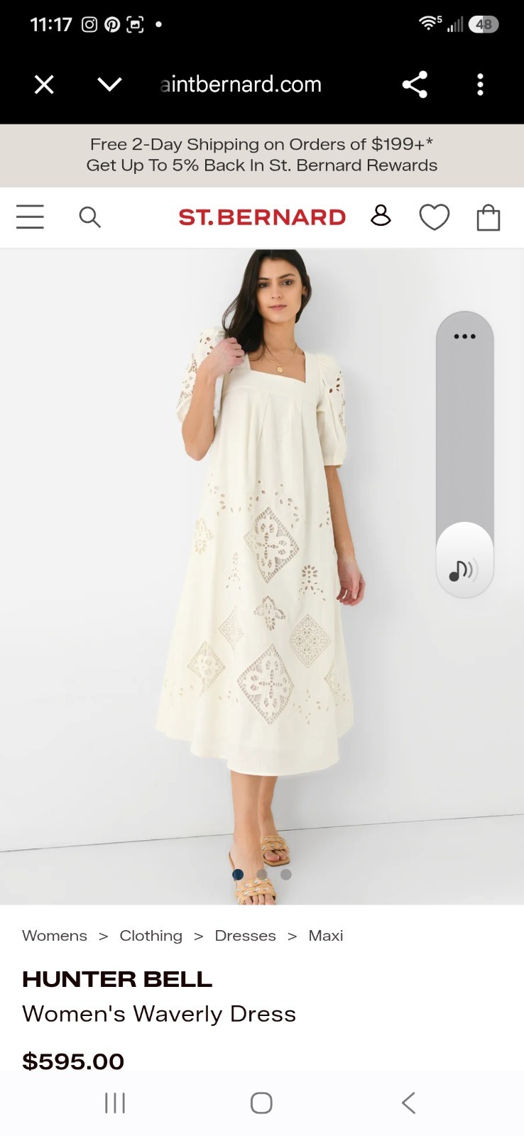 Hunter Bell Waverly White Eyelet Embroidered Square Neck Midi Dress XS