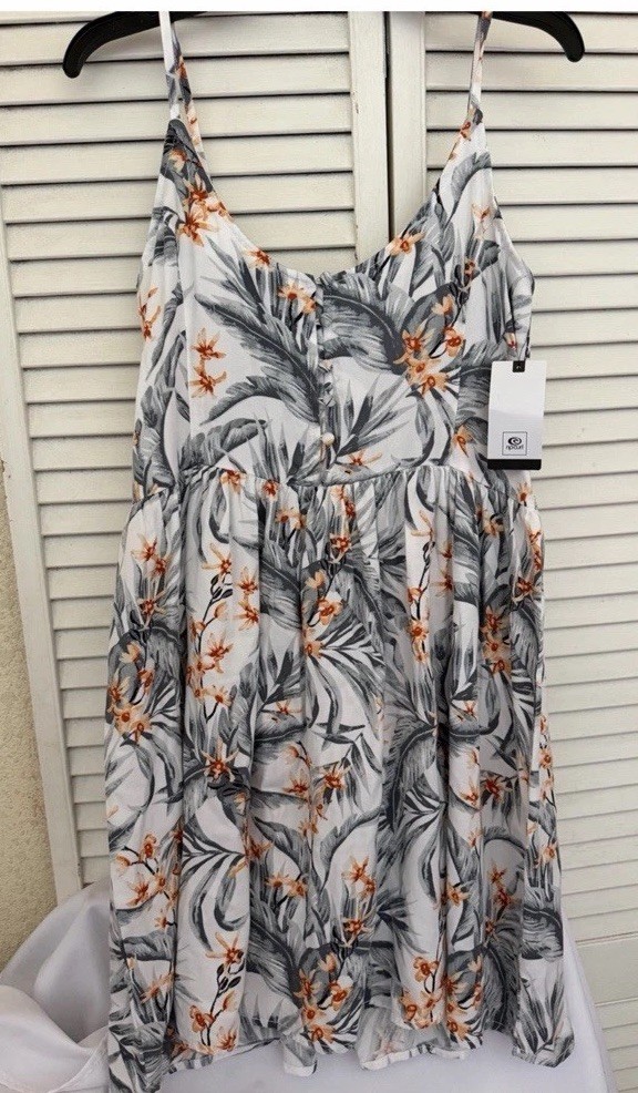 NEW RIP CURL Sundress Adjustable Straps Tropical Dreams Orange Blooms Size M