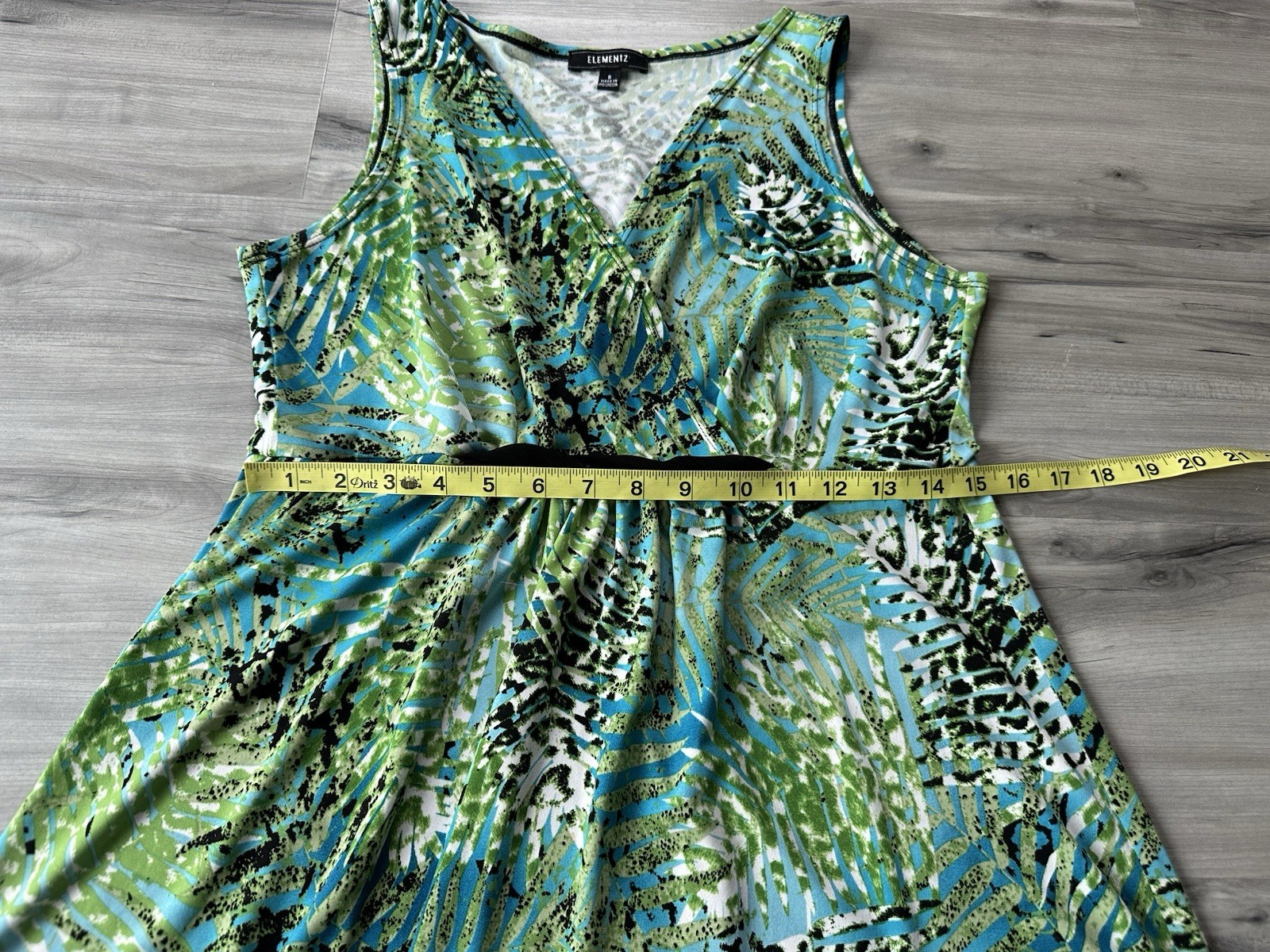 Elementz Sleeveless Stretchy Maxi Dress Feminine Classic Size S Tropical Beach