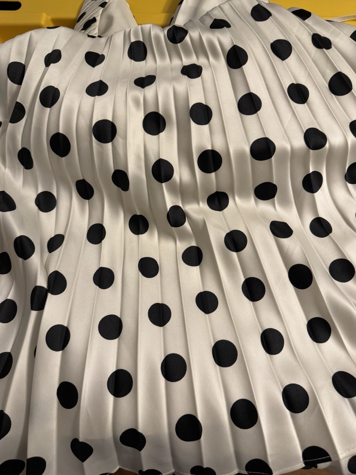 Betsey Johnson Polka Dot Halter Midi Dress Size 6 Pleated Rockabilly Retro READ