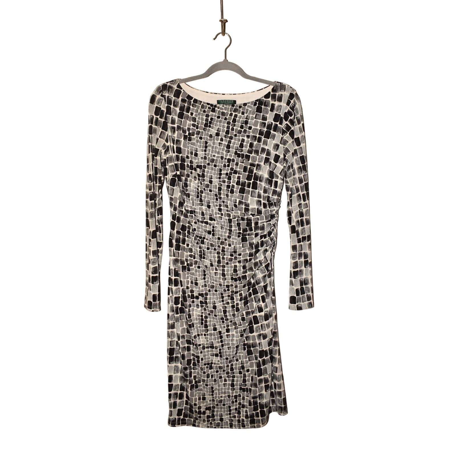 LAUREN RALPH LAUREN $129 Jersey Stretch Long Sleeve Sheath Dress Gray Size 8