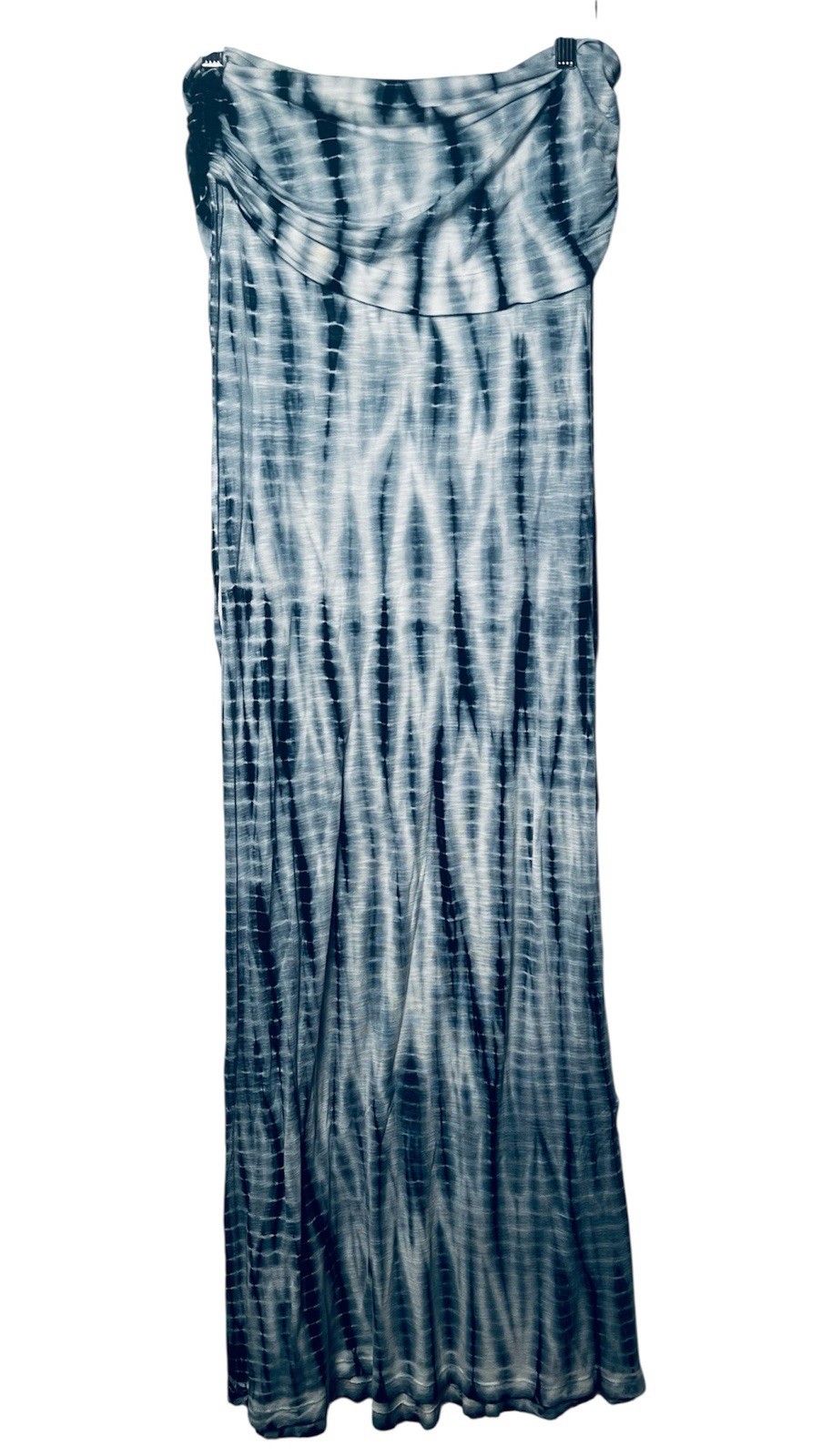 YFB Dress XS Blue Tie Dye Strapless Maxi Drawstring Sides Western Boho