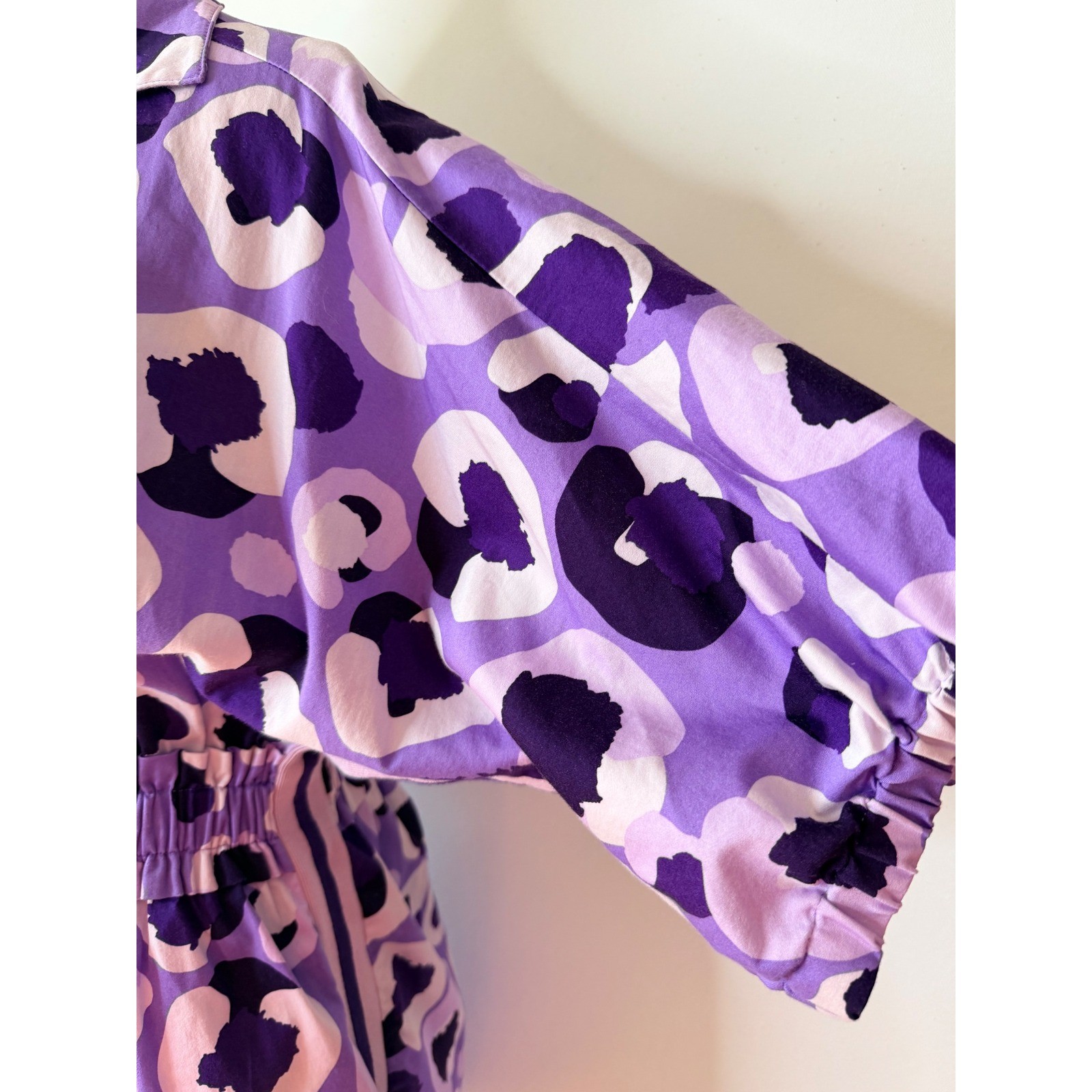EMILY MCCARTHY Purple Leopard Preppy Gameday LSU Mod Dress Smocked Waist MEDIUM