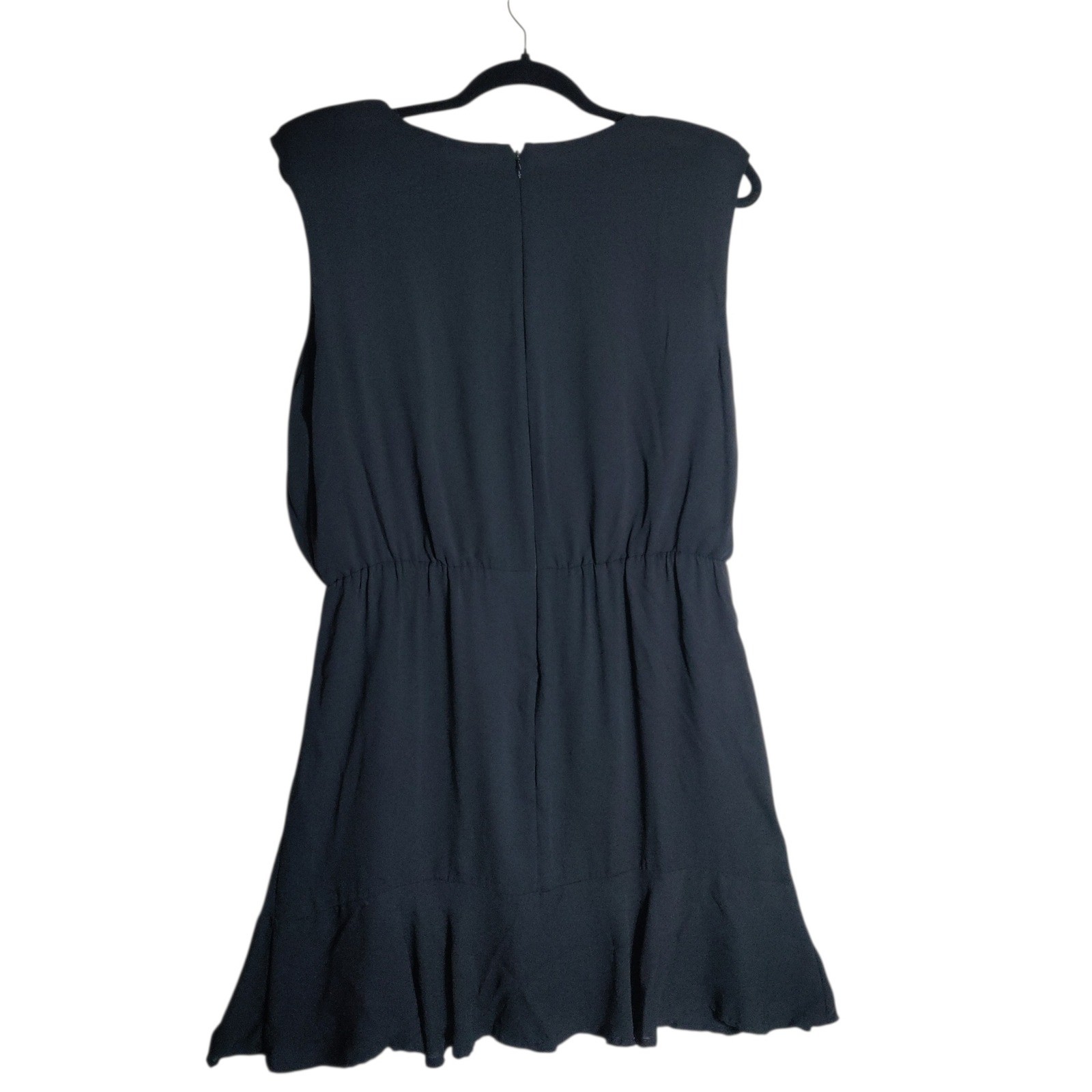 Express Conscious Edit Black Sleeveless Ruffle Hem Ruched Mini Dress Womens L