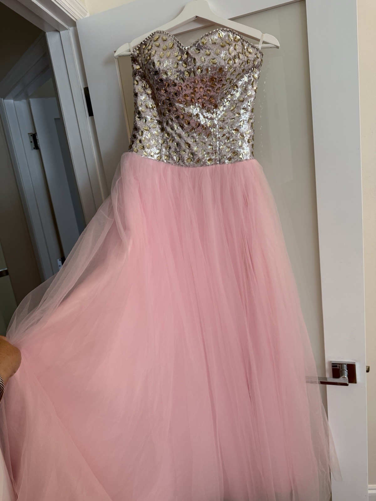 Quinceanera Ball Gown Dress Rose Gold Adjustable Strap For Small To Medium