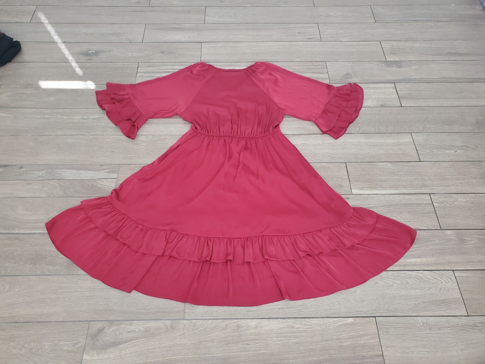 Kobi Haperin 100% polyester Bryan soft peasant braided V-neck tiered flowy dress