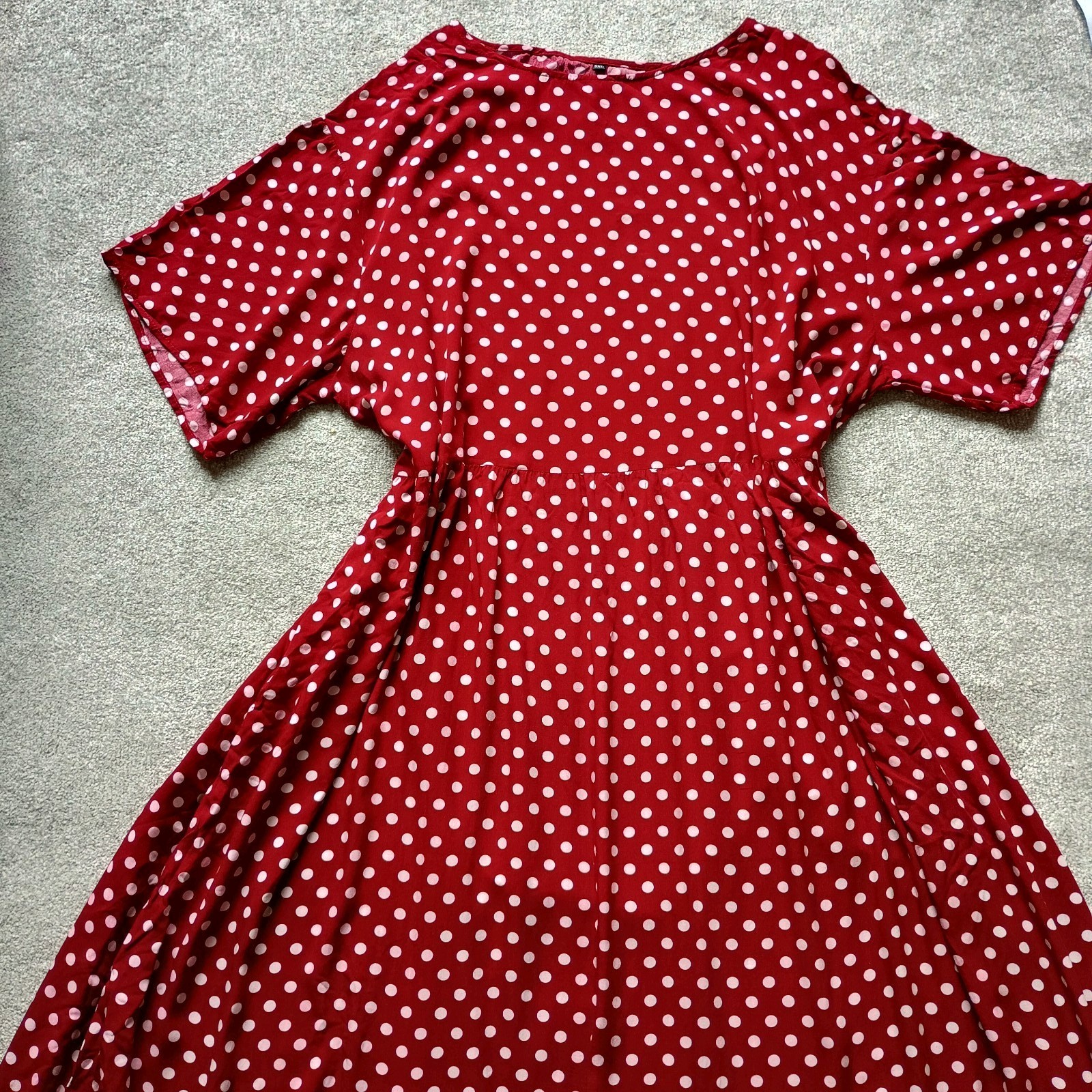 Red & White Polka Dot Short Sleeve Dress Size 5XL Lightweight Breathable Summer