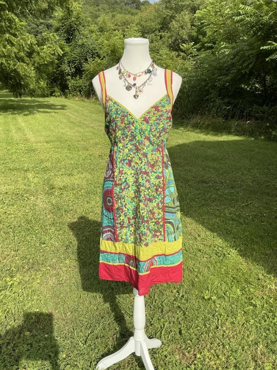 Cotton du Monde Y2K Patchwork Boho Cami Mini Dress