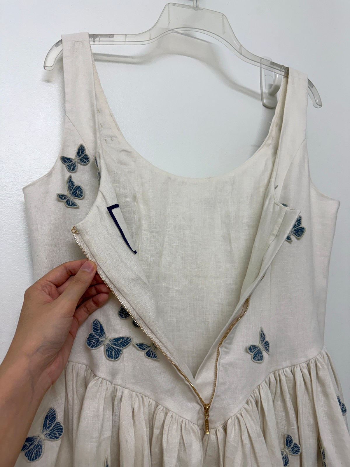 Agua Bendita Pluma Lymanopoda Butterfly Embroidered Mini Dress White Moth L