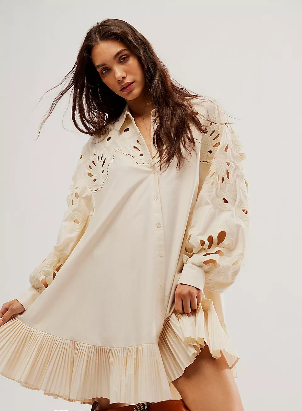 Mes Demoiselles Rivera Mini Dress Free People EU 34/ US Size 4 Cream Flaw