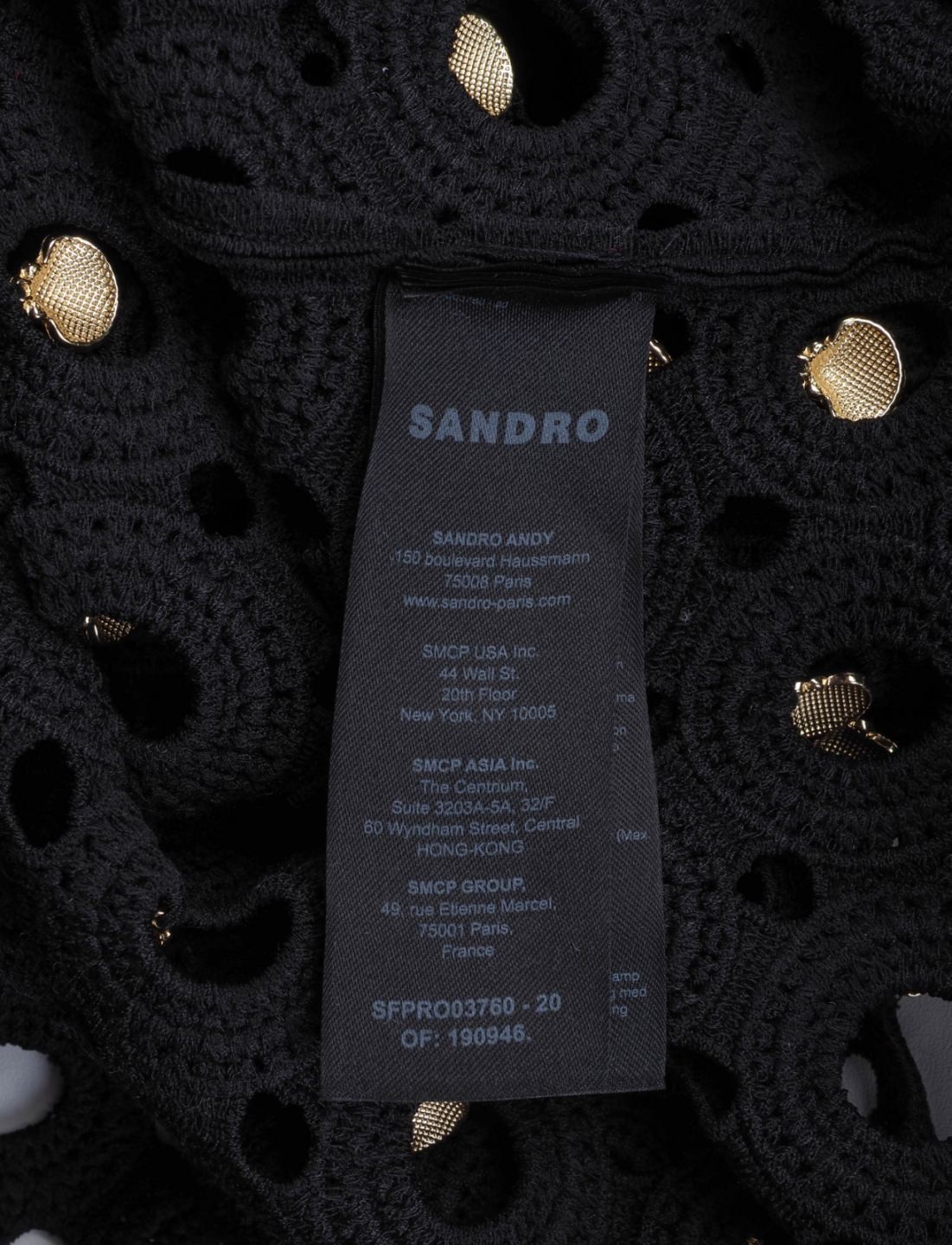 Sandro Paris Dress Womens Black Embellished A-Line Sleeveless Size 42 FR XL New