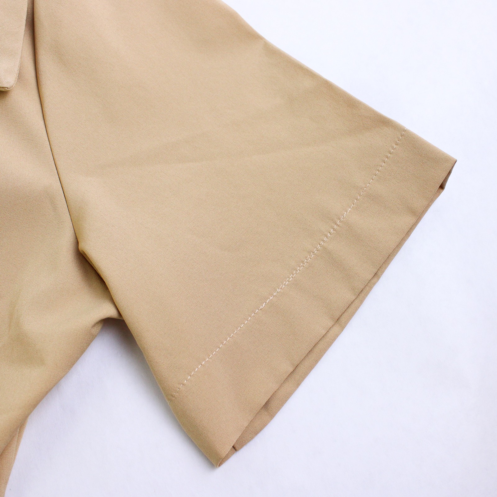 Unbranded Solid Khaki Color Button Up Short Sleeve Dress Women’s Size Medium