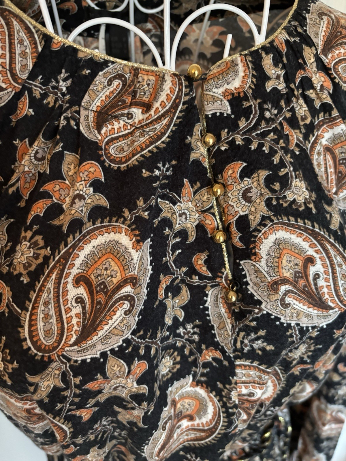 MNG Collection Paisley Viscose Midi Dress Button Front Rope Belt UK 10‑12 Boho