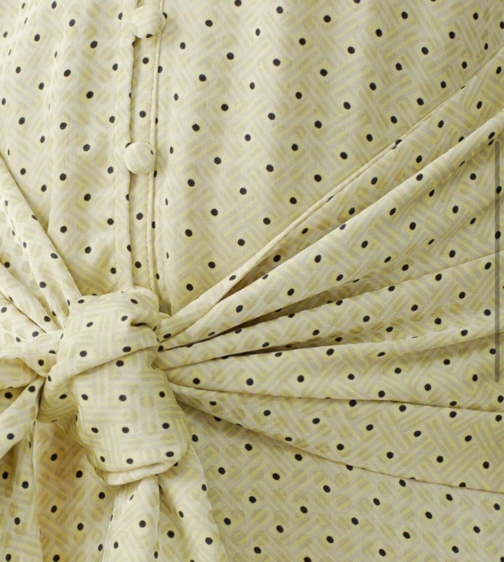 Love Whit by Whitney Port Citron Dot Tie Waist Polka Dot Maxi Dress Size Small