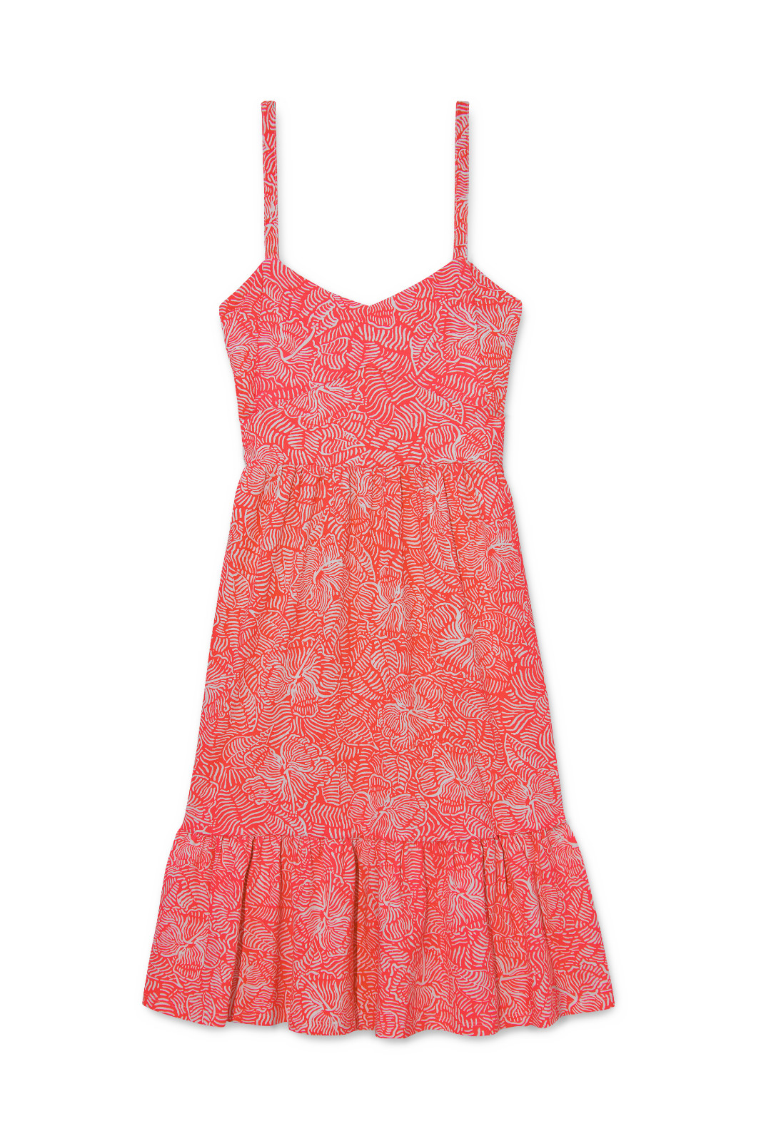 PEP – Women’s Sundress Printed Sleeveless Midi Dress – XXL – Orange Coral