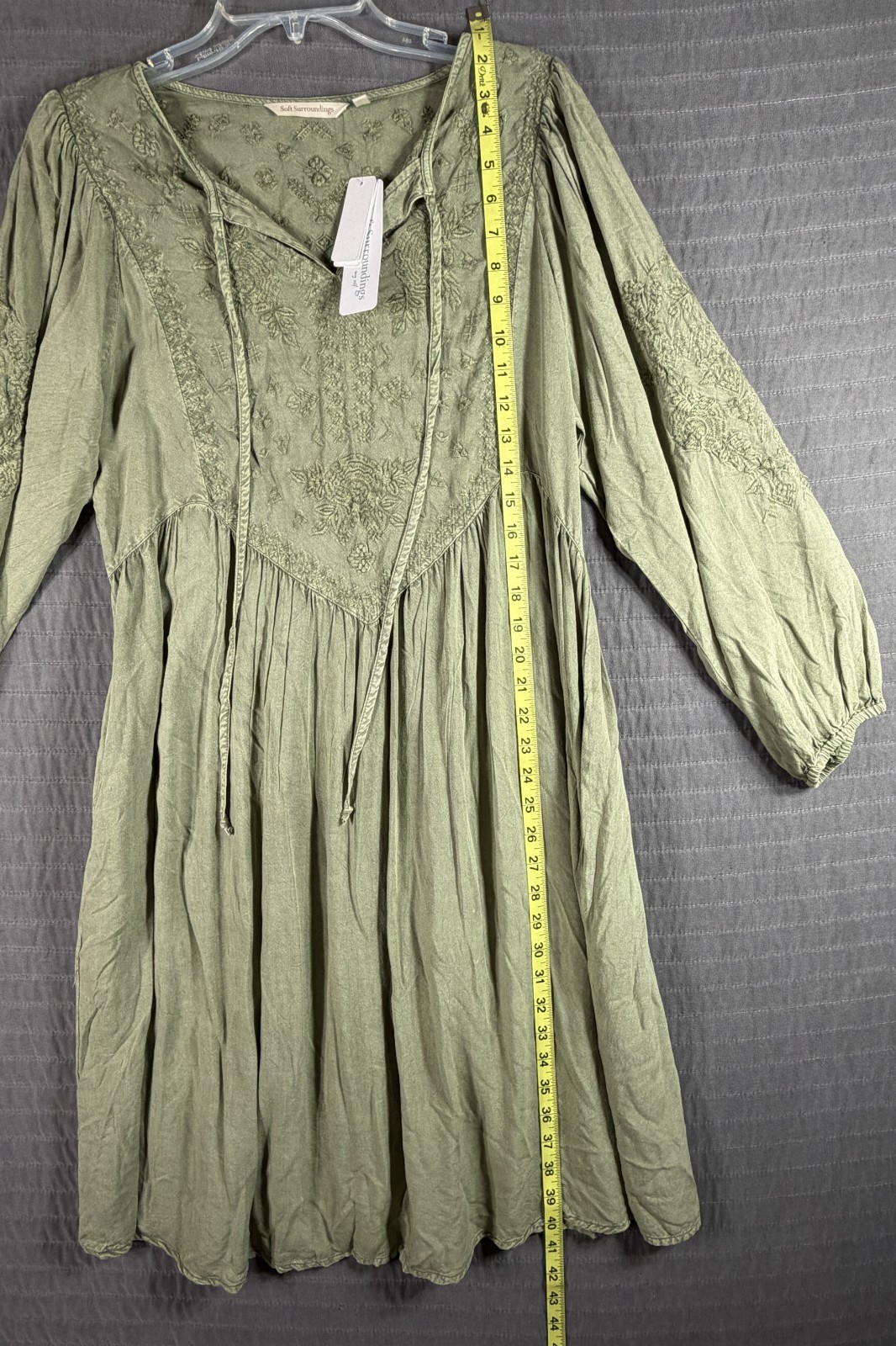 Soft Surroundings Willow Dress Going Green M Embroidered Boho NWT Retail $140