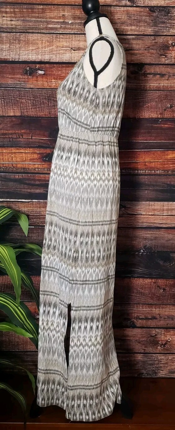 Sonoma Dress Size Small Maxi Beaded Tribal V-Neck Sleeveless Boho Side Slits