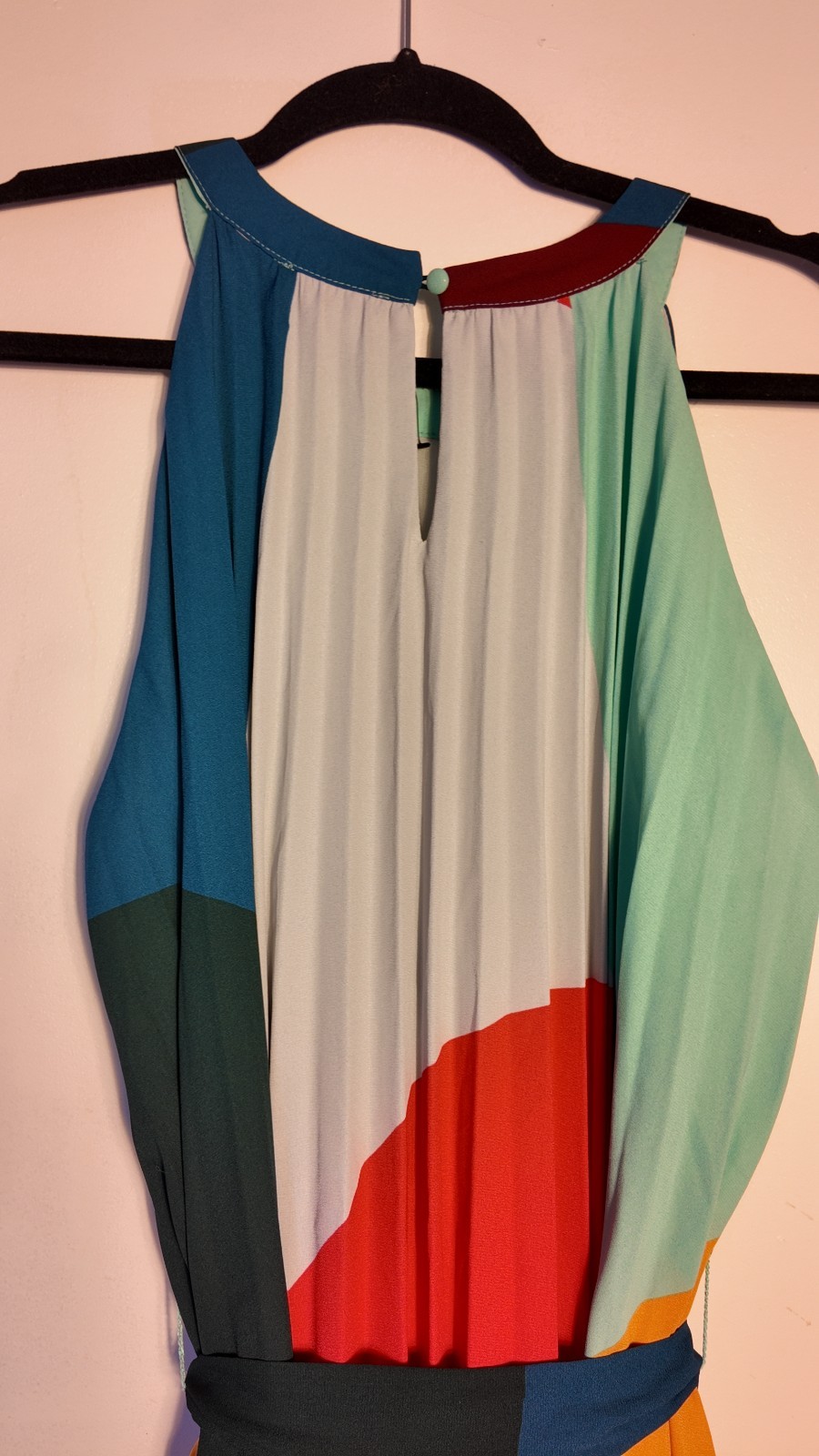 Skies Are Blue Pleated Midi Sleeveless Colorblock Dress – Women’s Size L