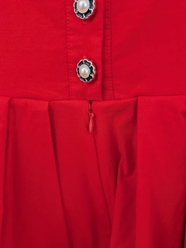 Maeve Anthropologie Red Playsuit Romper Size M BNWT Fit & Flare Button Front