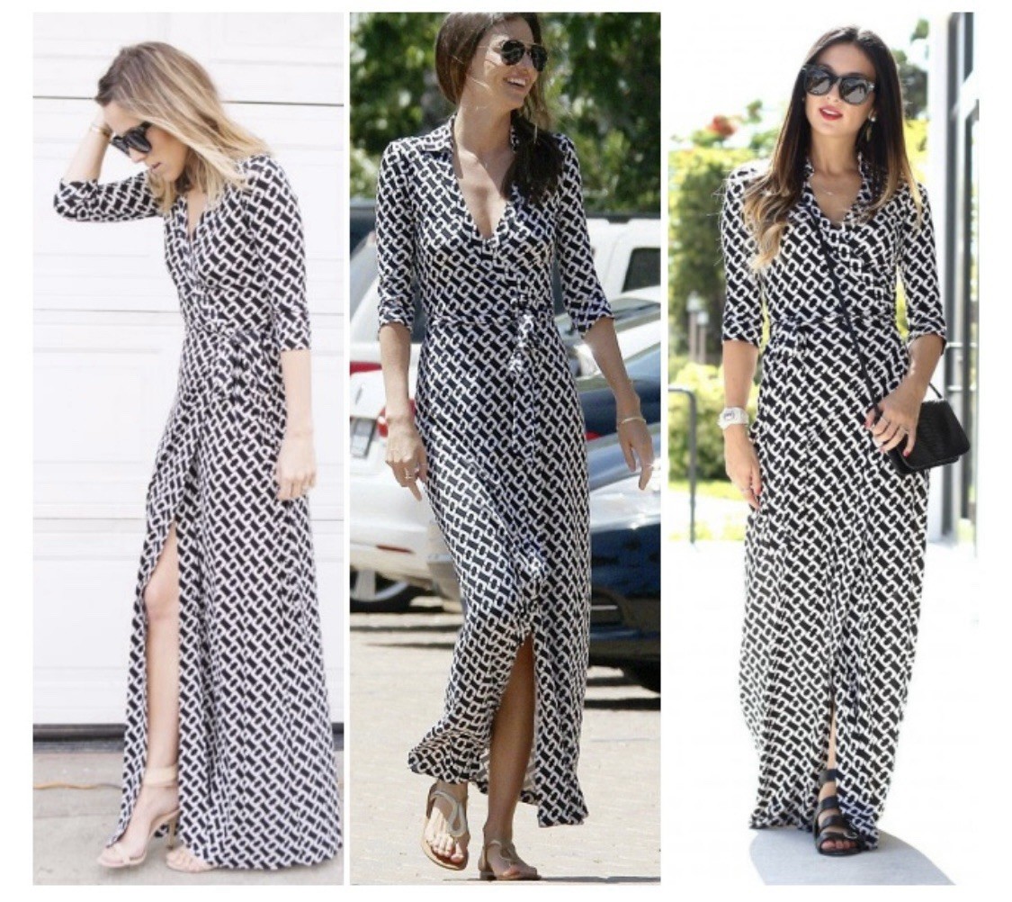 Size 2 4 DVF Diane von Furstenberg Iconic ABIGAIL Chain Link Wrap Maxi Dress