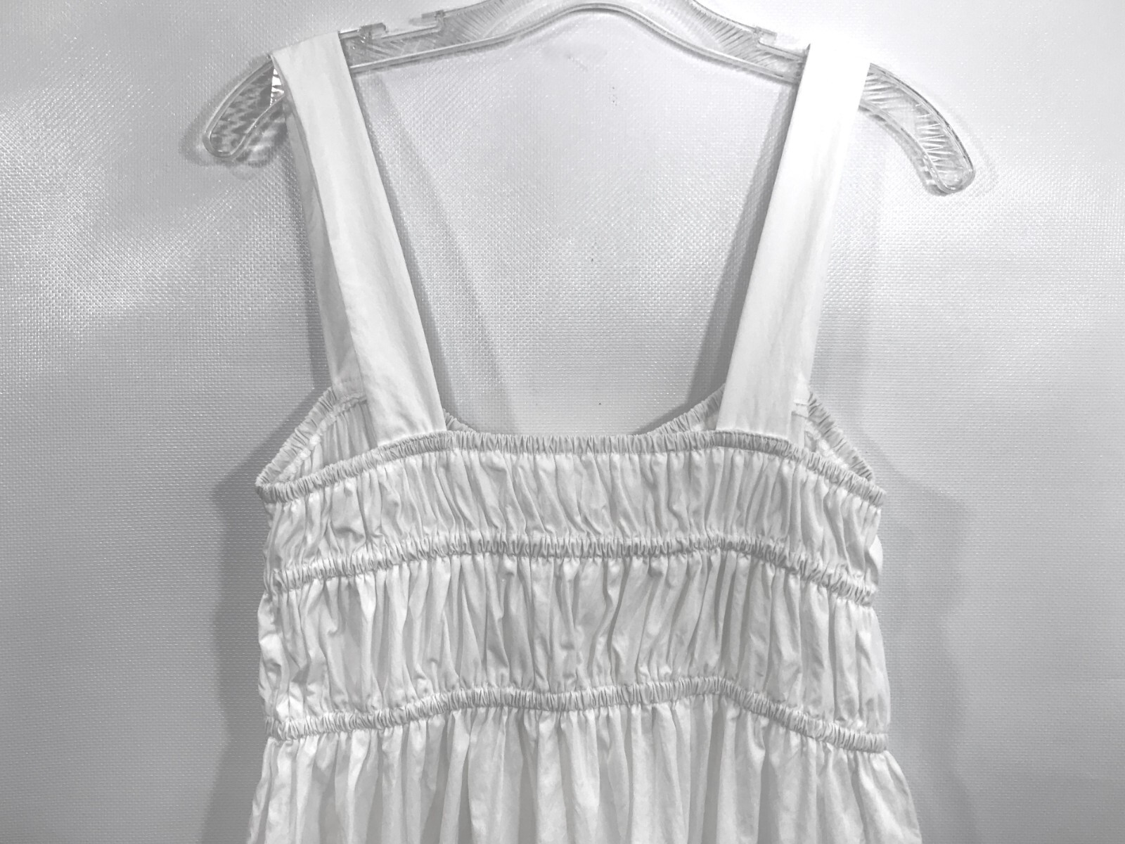 Boho White Midi Dress L Corset Tie Smocked Casual Summer Dress USA Seller