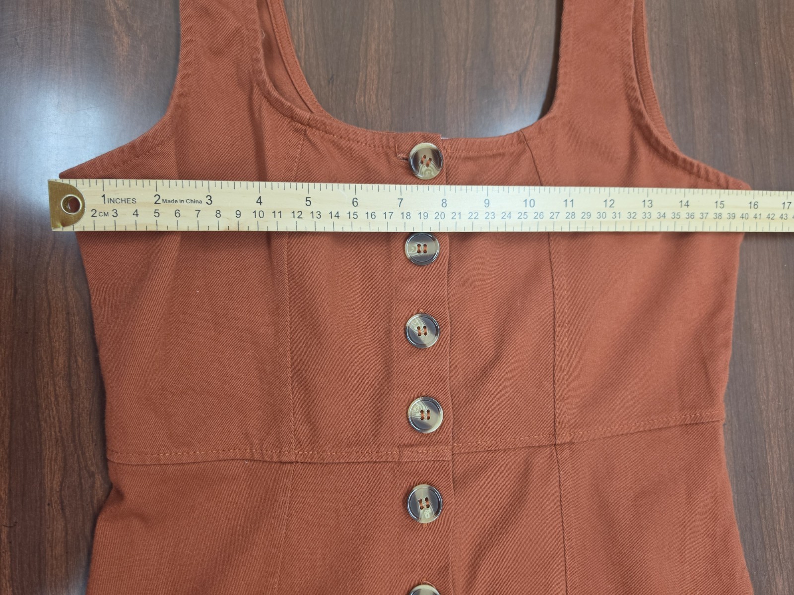 J For Justify Womens Rust Button Front Mini Dress Sleeveless A Line Boho Size M