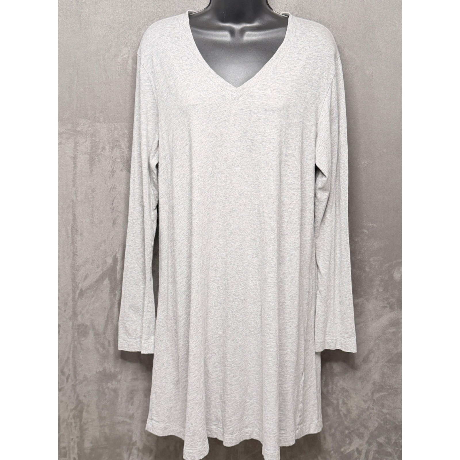 Wilt T-Shirt Dress Womens Large Gray V-Neck Long Sleeve Cotton Made In USA
