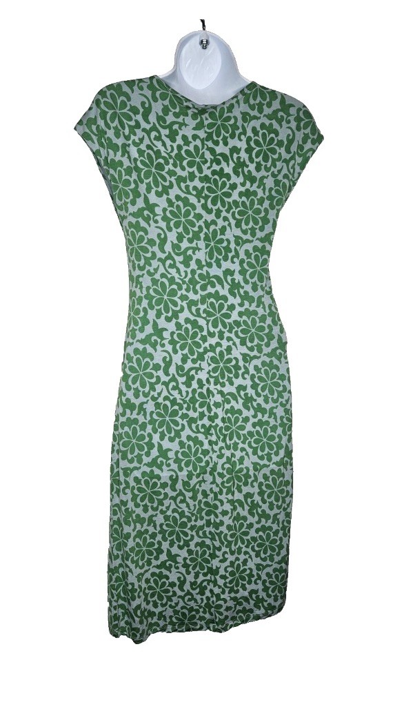 Boden Green Floral Print Cap Sleeve Shift Dress Size 2R 100% Lyocell Summer