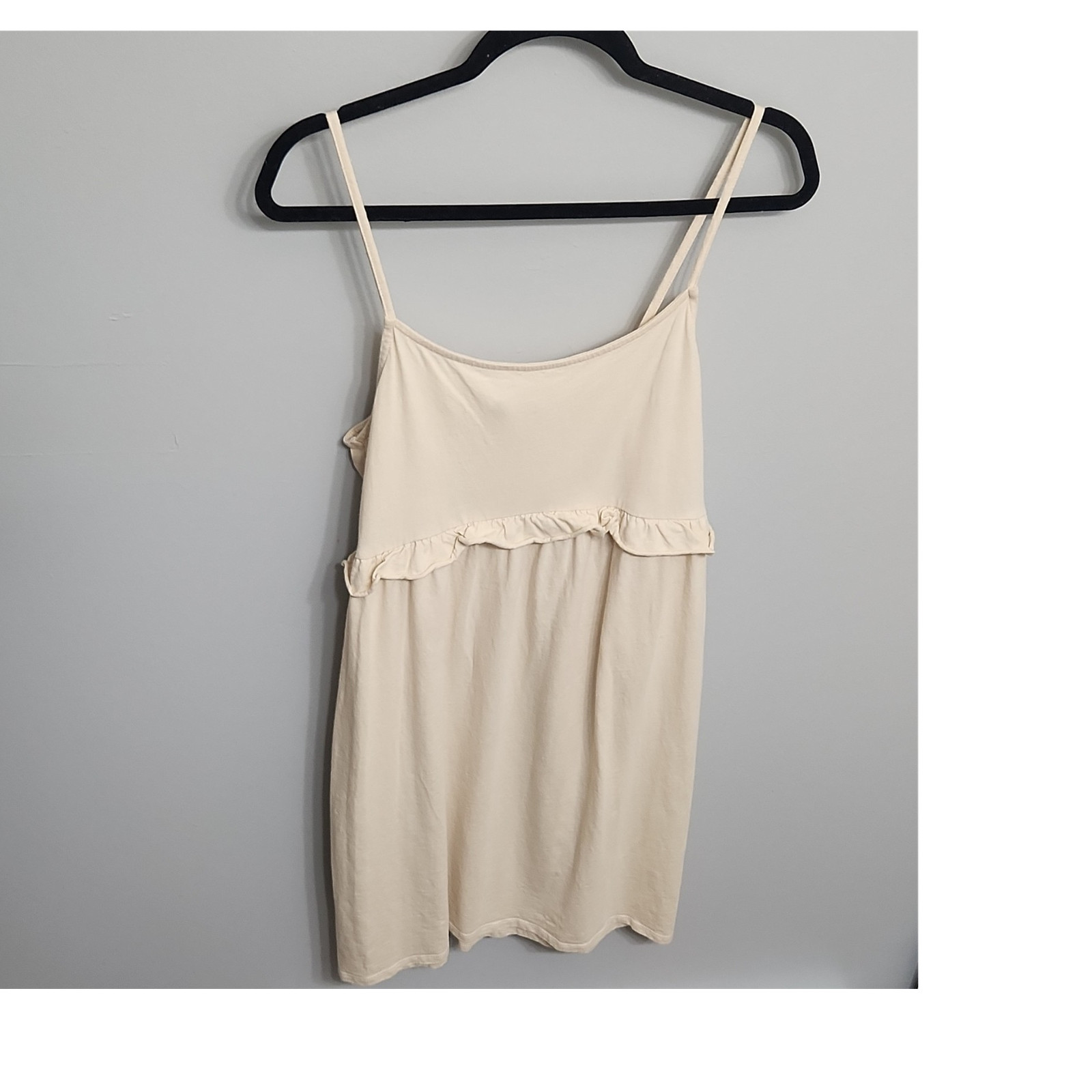 ASOS DESIGN Cream Cotton Babydoll Sundress Ruffle Trim Cami Size 12 M
