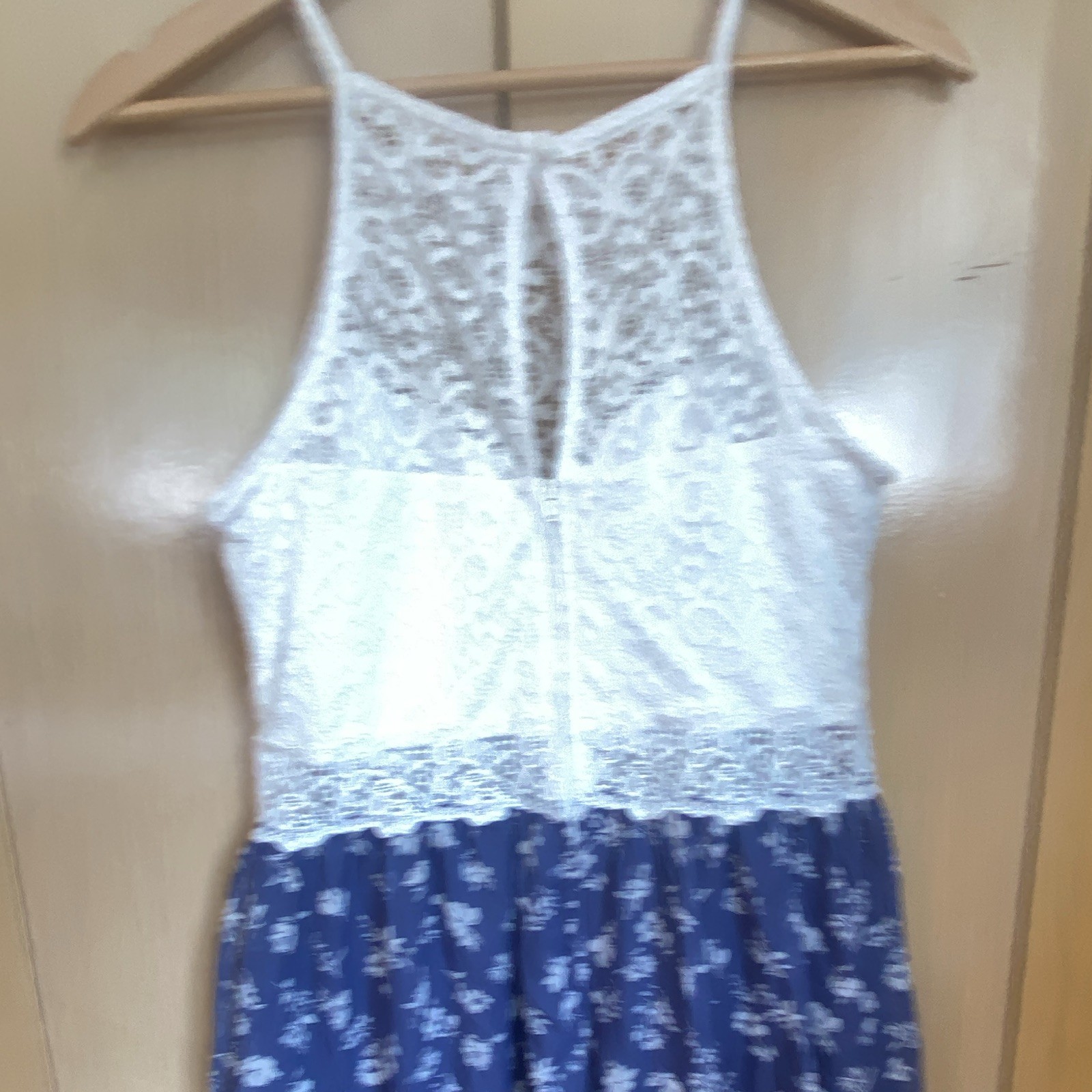 By & By New Womens Blue Floral & White Lace Mixups High Low Dress Size/11