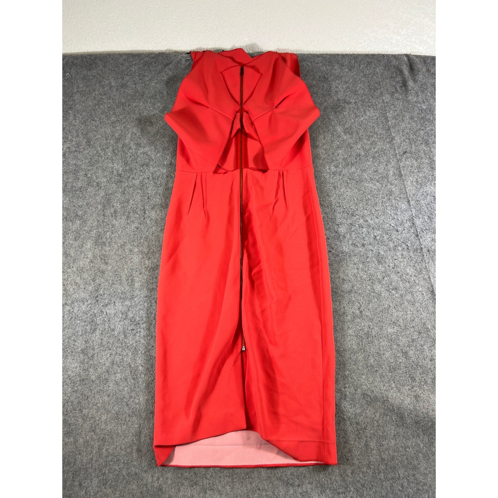 Roland Mouret Red Sleeveless Cut-Out Back Midi Dress Minimalist France Size 6