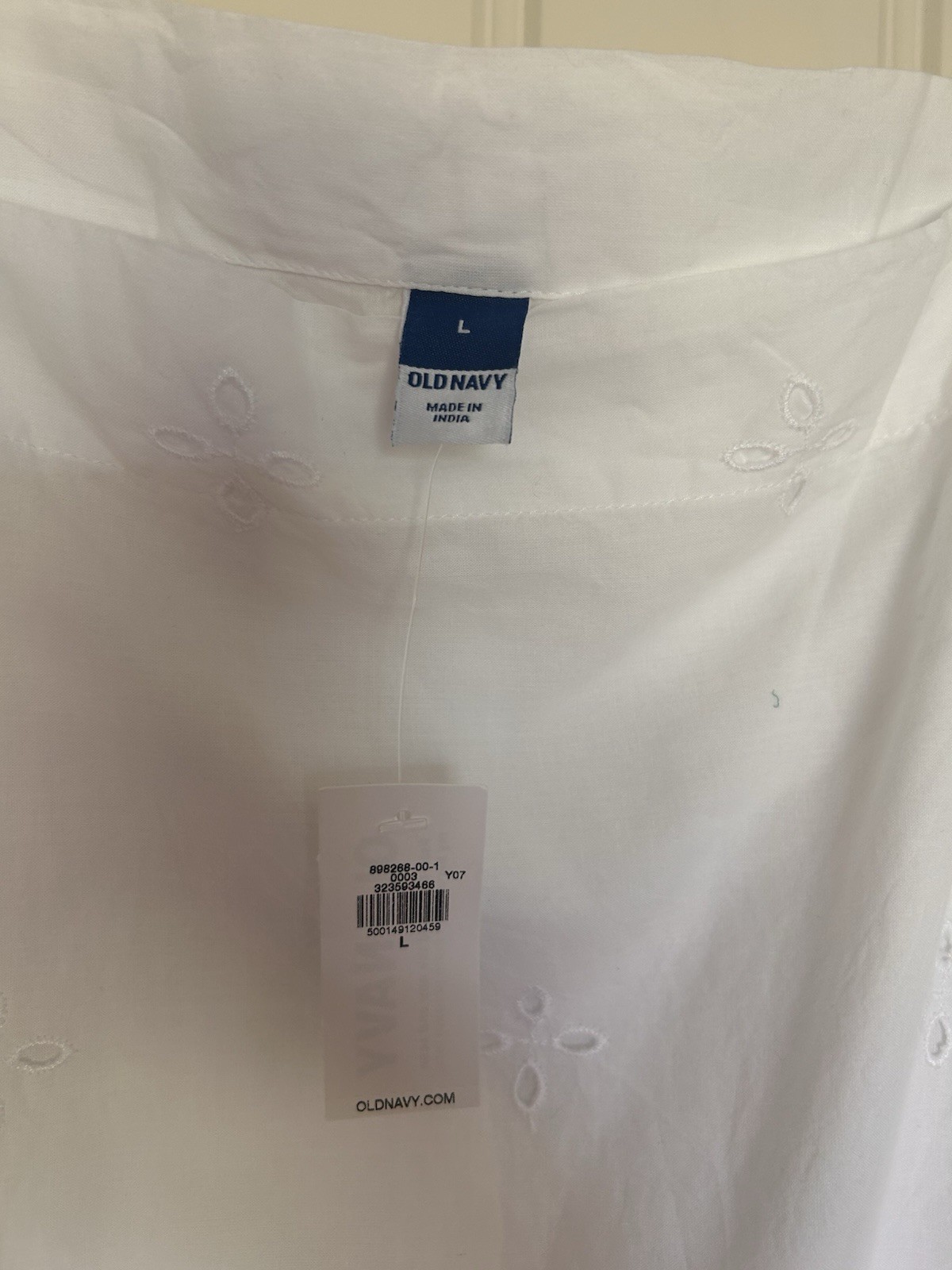 Old Navy White Eyelet Embroidered Square Neck Shift Dress Short Sleeveless L