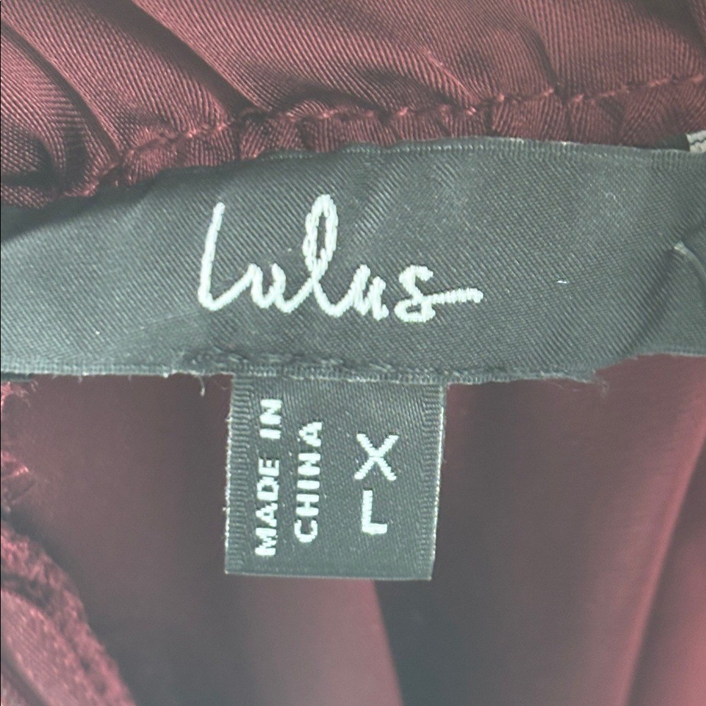 Lulus Classic Elegance Wine Satin Mock neck keyhole back Maxi Dress size XL NWT