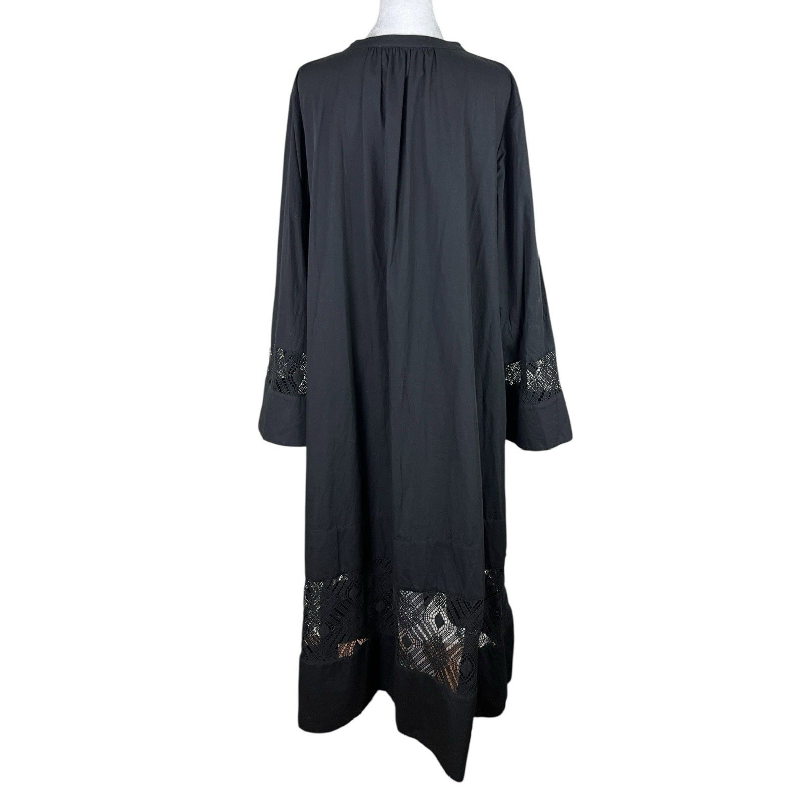Samsoe Samsoe Sahell Black Midi Dress Lace Detail Capsule Minimalist Size XL