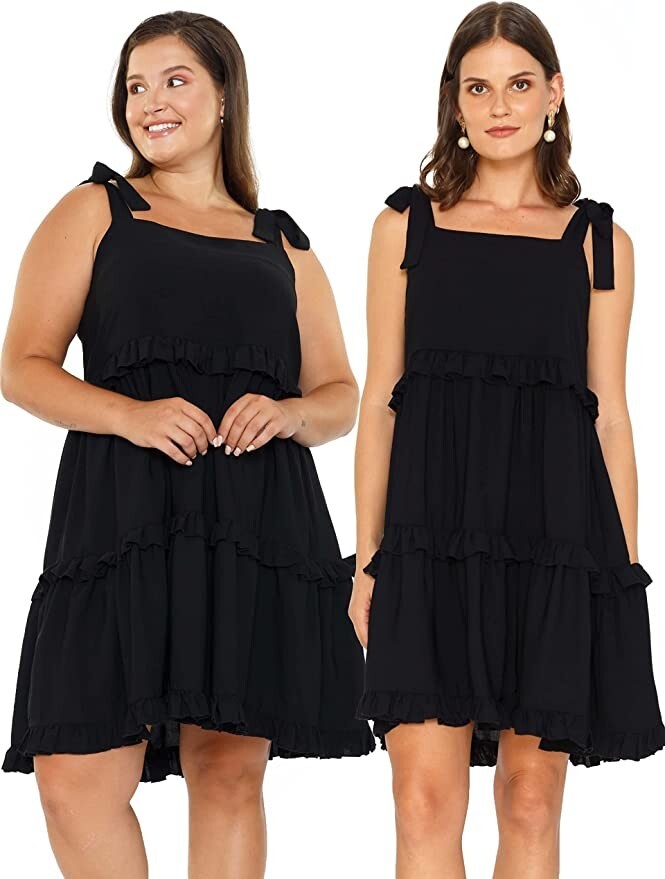 Cleo Cora Swing Dress for Women – Casual Babydoll Smocked Ruffle Dresses Cotton