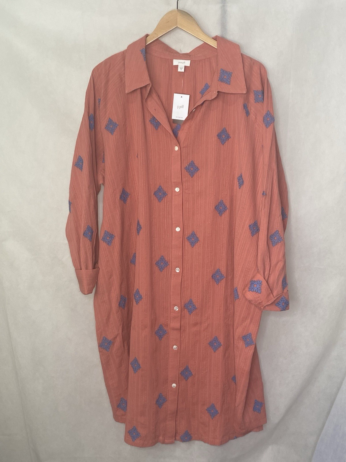 NWT Pure Jill Women’s Dress Coral and blue 100% Cotton Breathable Lightweight￼3X