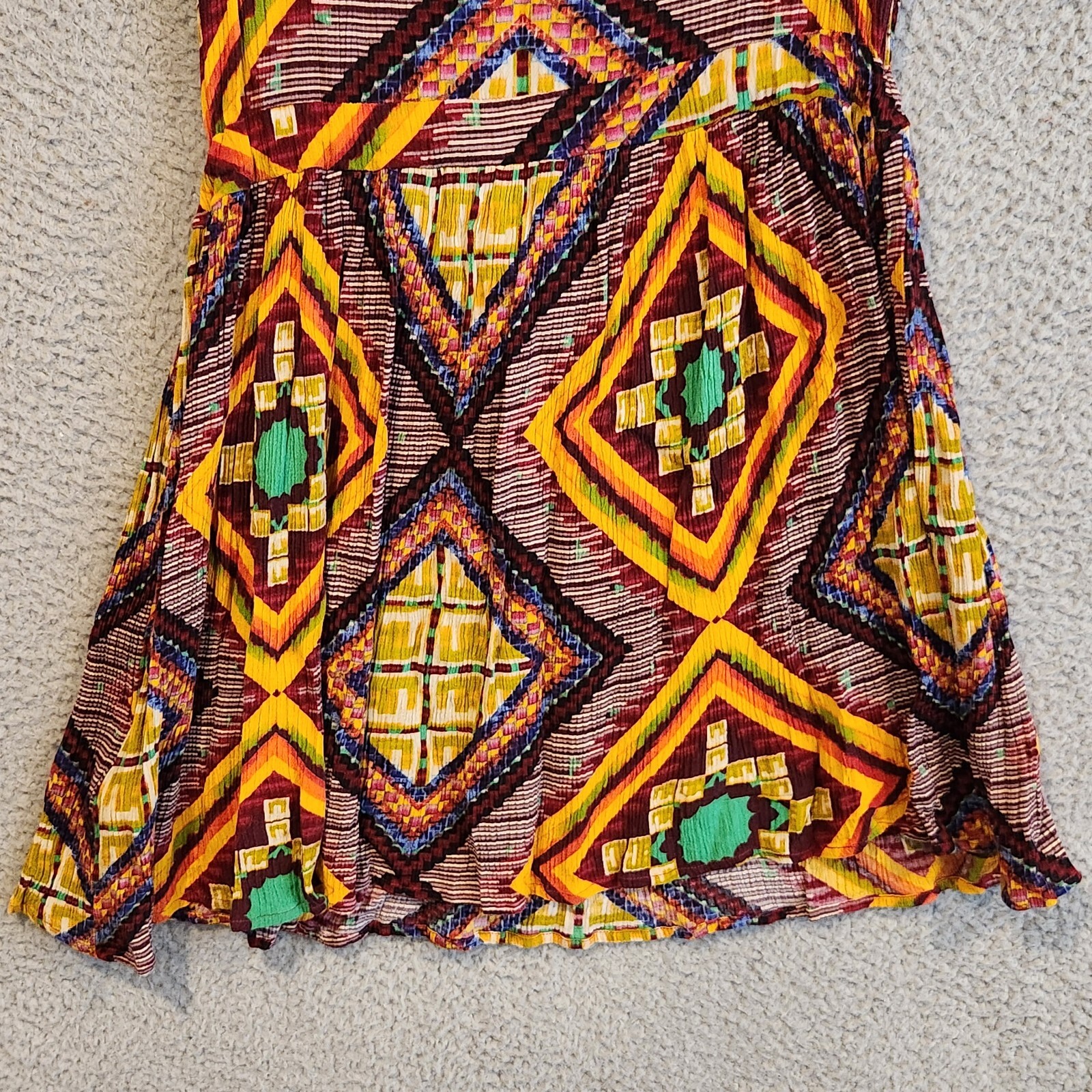 MINKPINK Womens Mini Dress Medium Multicolor Batik Design Tasseled Waist