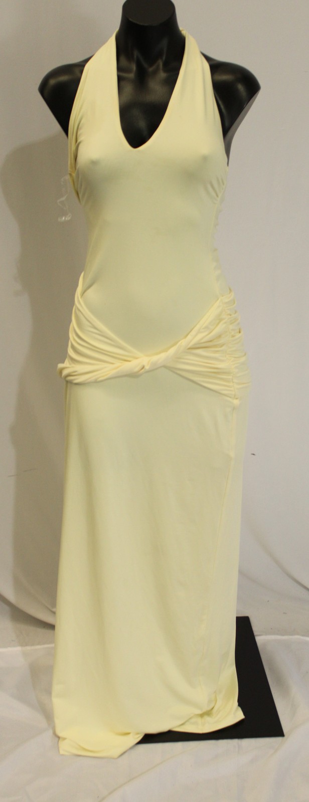 Peppermayo Women’s Maribelle V-Neck Open Back Halter Maxi Dress MS7 Lemon Size 4
