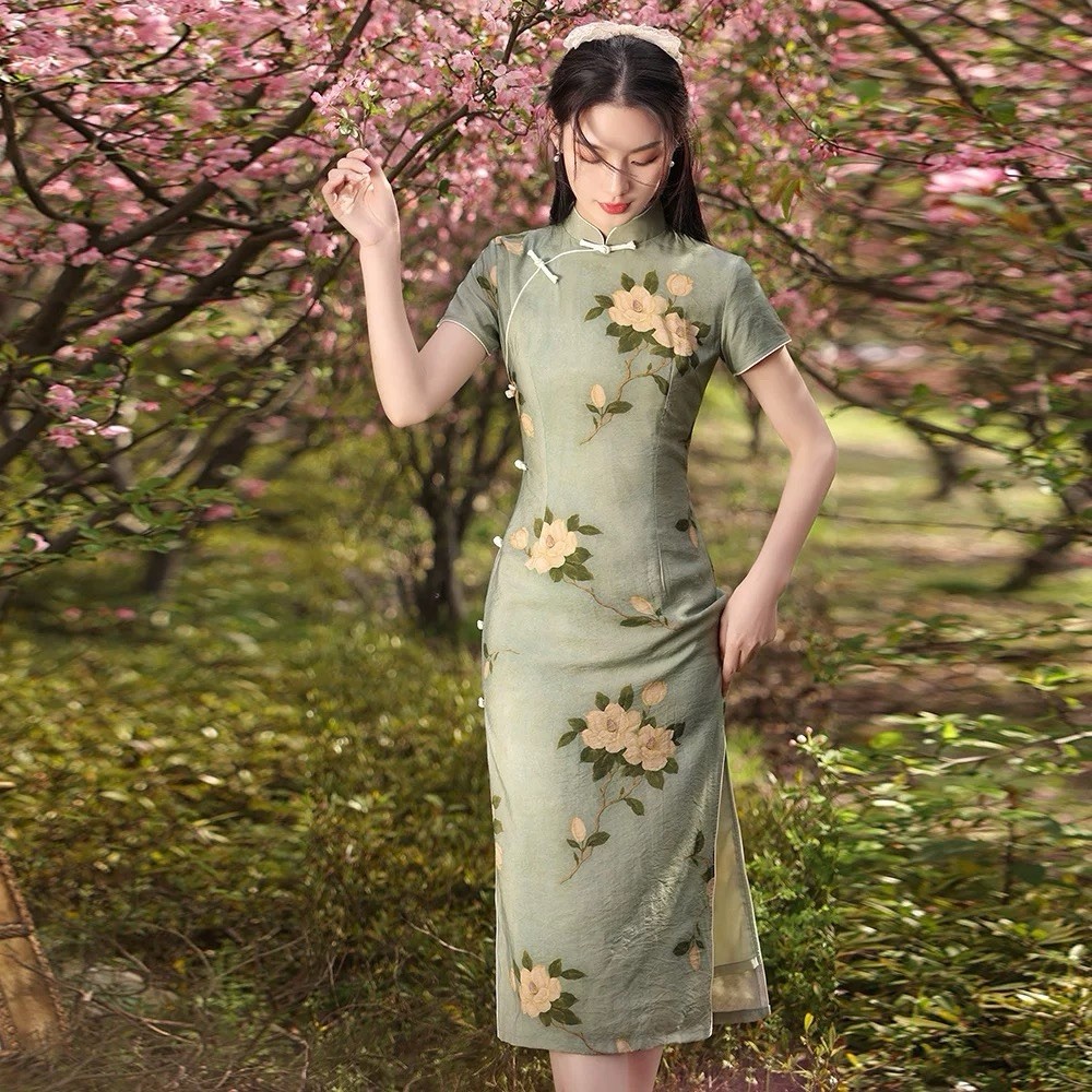 A20 Women’s Qipao Chinese Style Cheongsam Frog Buttons Bodycon