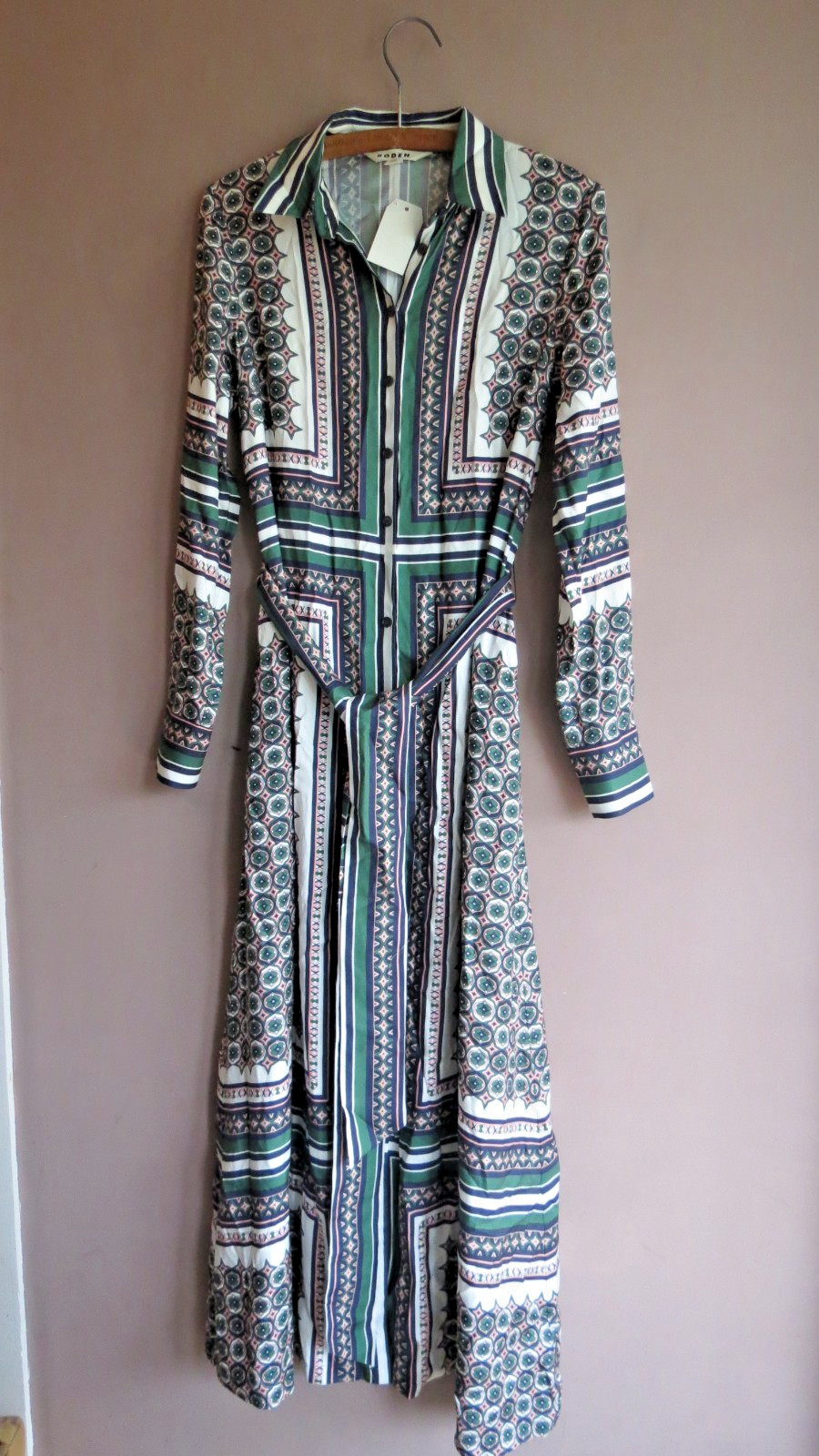 BNWT Boden Scarf Print Maxi Shirt Dress Sz 6 Long Eden Geo Mosaic *Sample