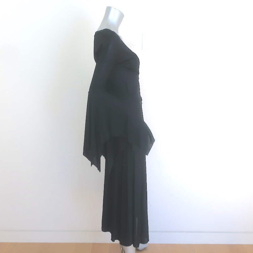 Vintage Yves Saint Laurent Tom Ford Bell Sleeve Dress Black Jersey Size Medium