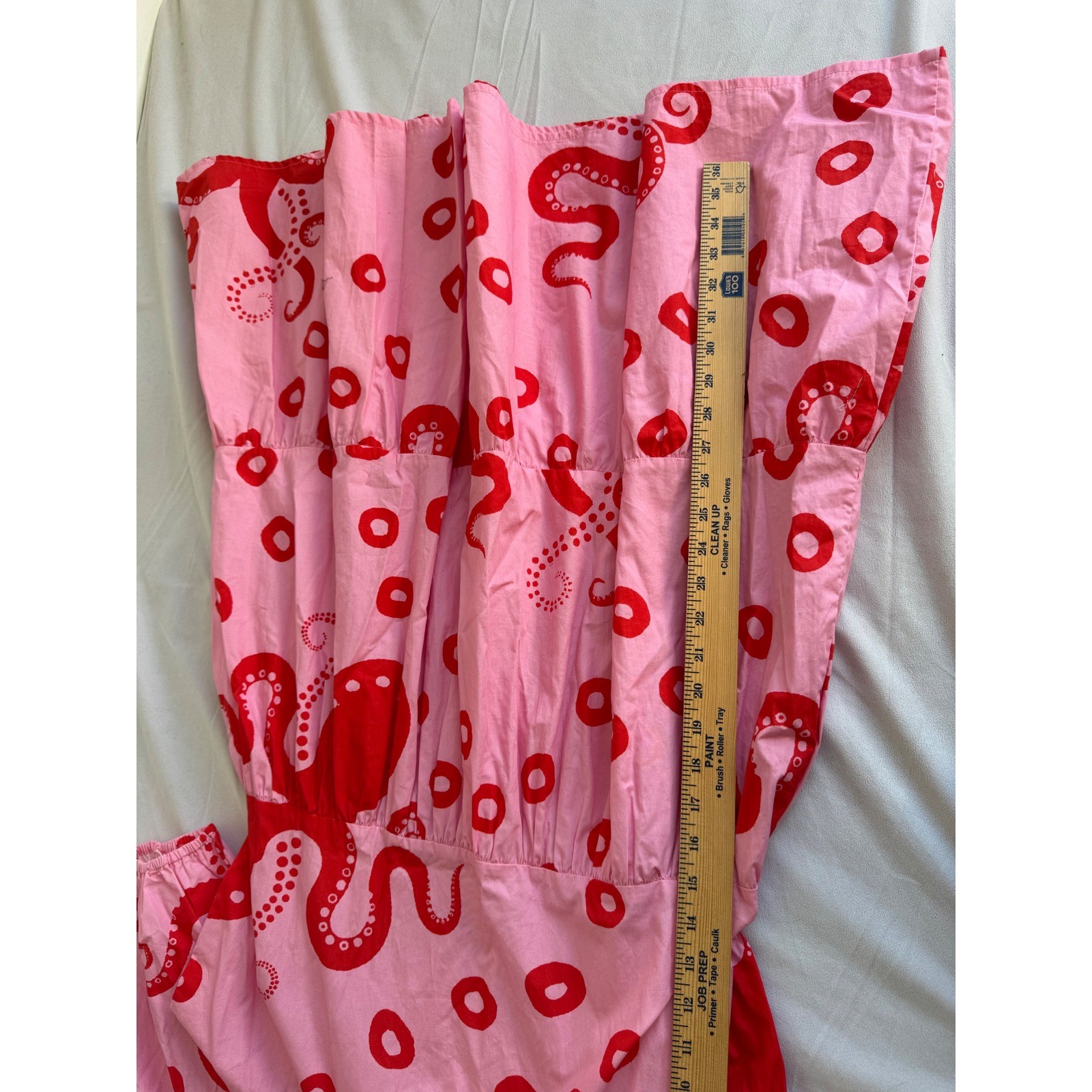 Maude Vivante Pink Red Octopus Molly Cotton Tiered Mini Dress XL Fit Flare Puff