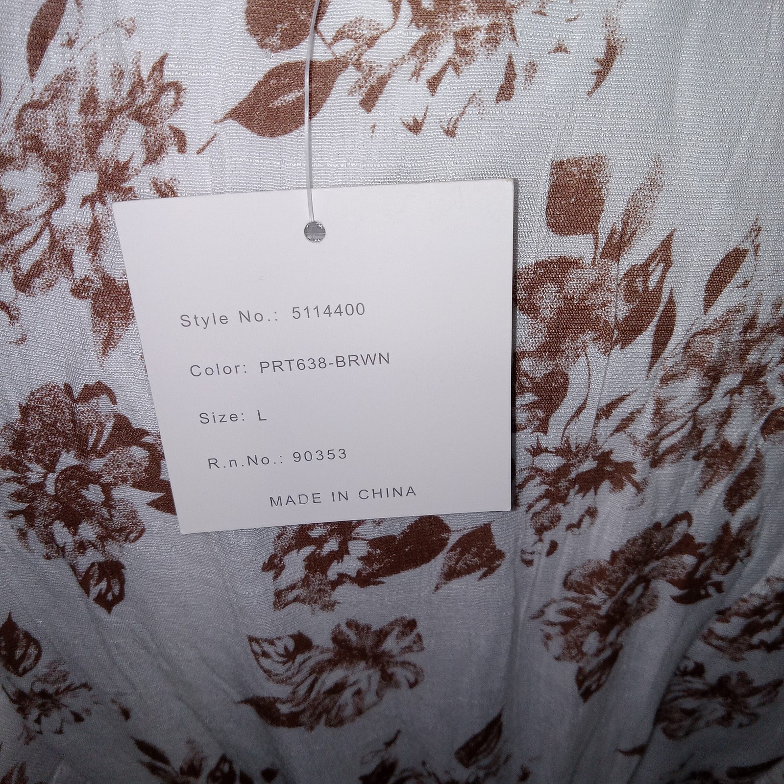 NWT J Gee Maxi Dress Size L White Brown Floral Cottagecore Smocked Boho Flutter